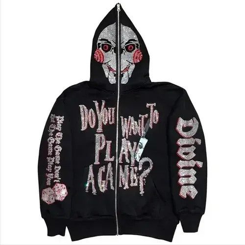Japanese Brand × Vintage Men Y2K Fashion Hoodie Letter Pattern Rhinestones Size US M / EU 48-50 / 2 - 3 Thumbnail