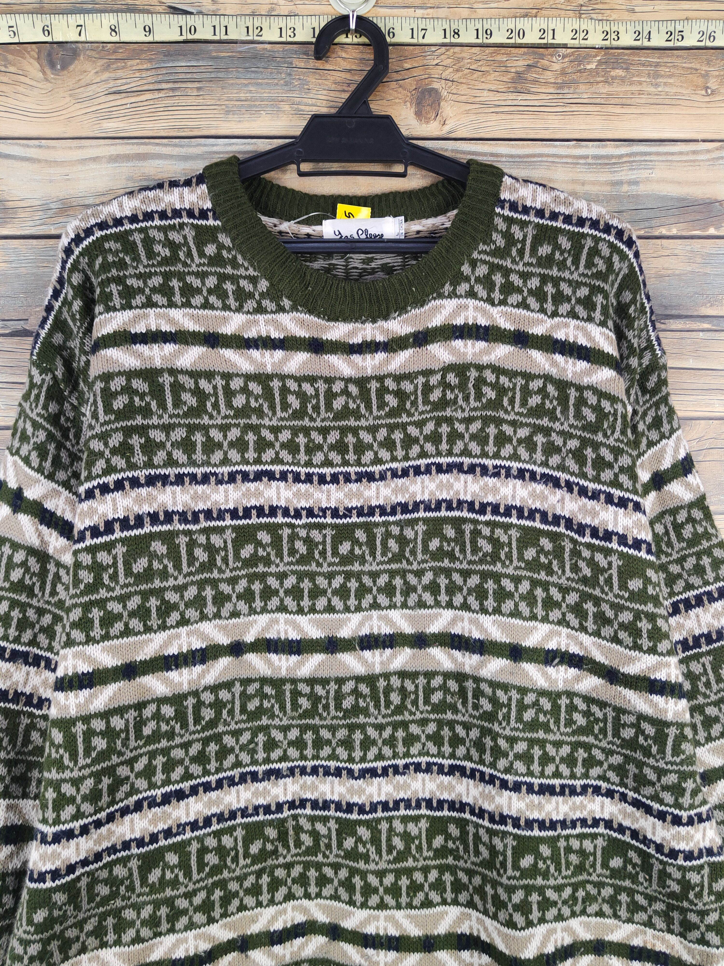 Vintage Yes please Olive Knitwear Sweatshirts #W2169 Size US L / EU 52-54 / 3 - 2 Thumbnail