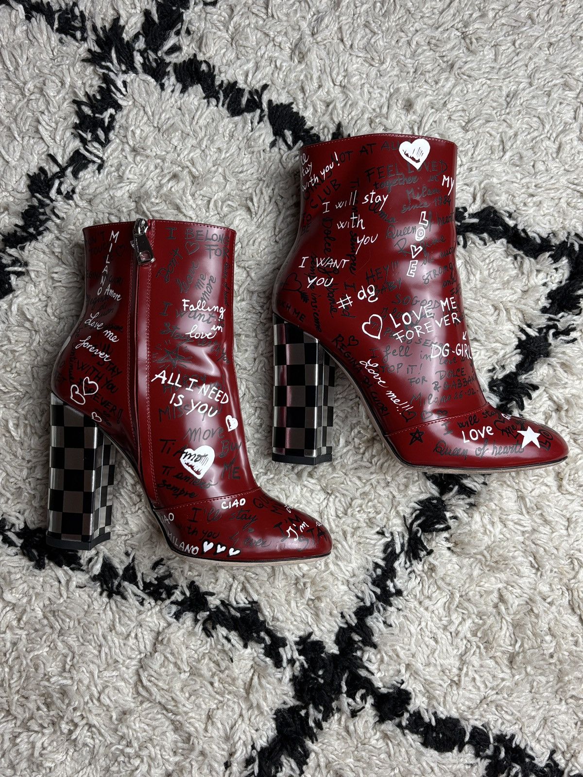 Dolce & Gabbana Dolce & Gabbana Patent Leather Graffiti Ankle Heeled Boots Size US 9 / IT 39 - 4 Thumbnail