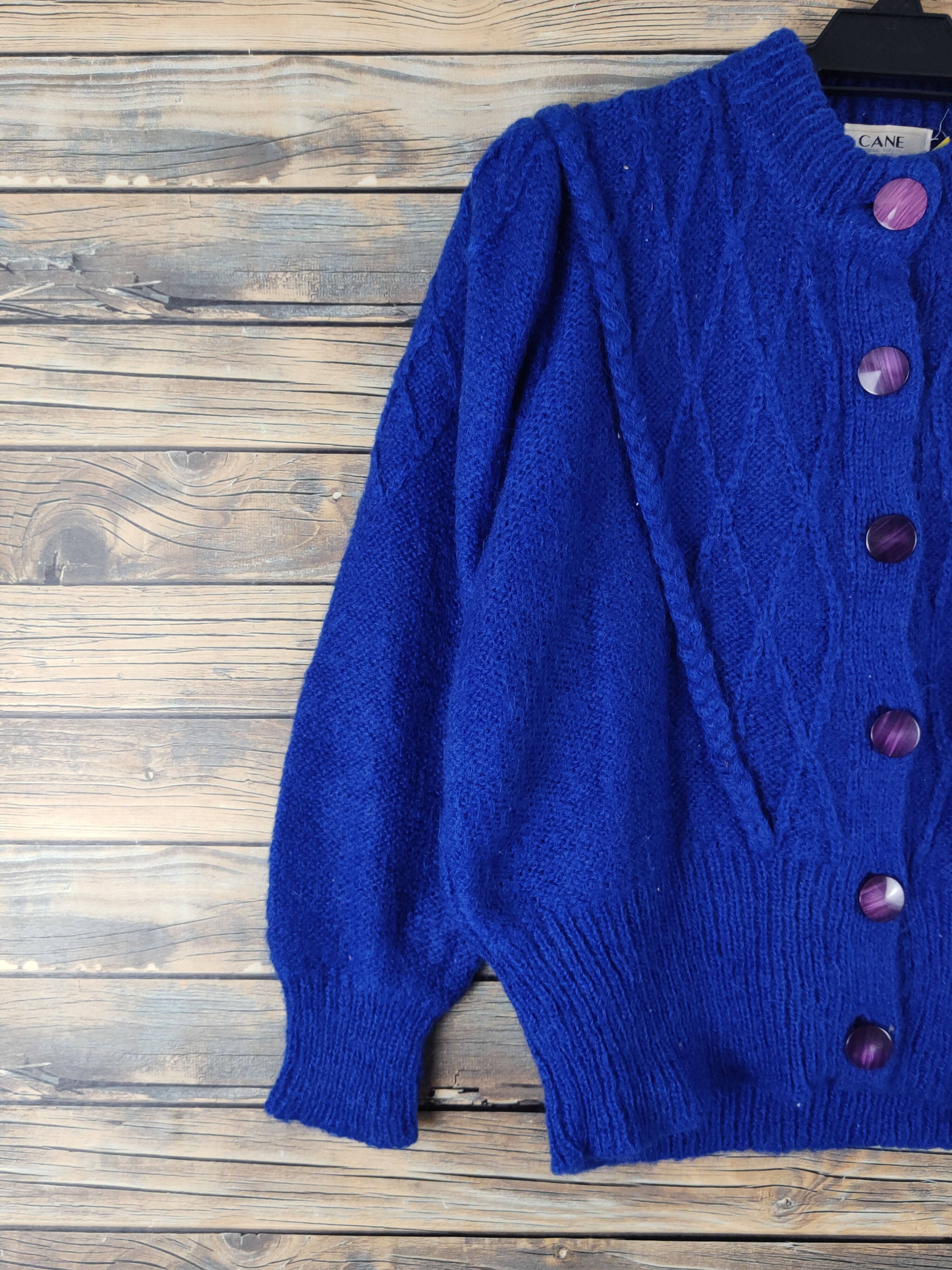 Vintage Cane Blue Knitwear Cardigan #W1547 Size M / US 6-8 / IT 42-44 - 3 Thumbnail