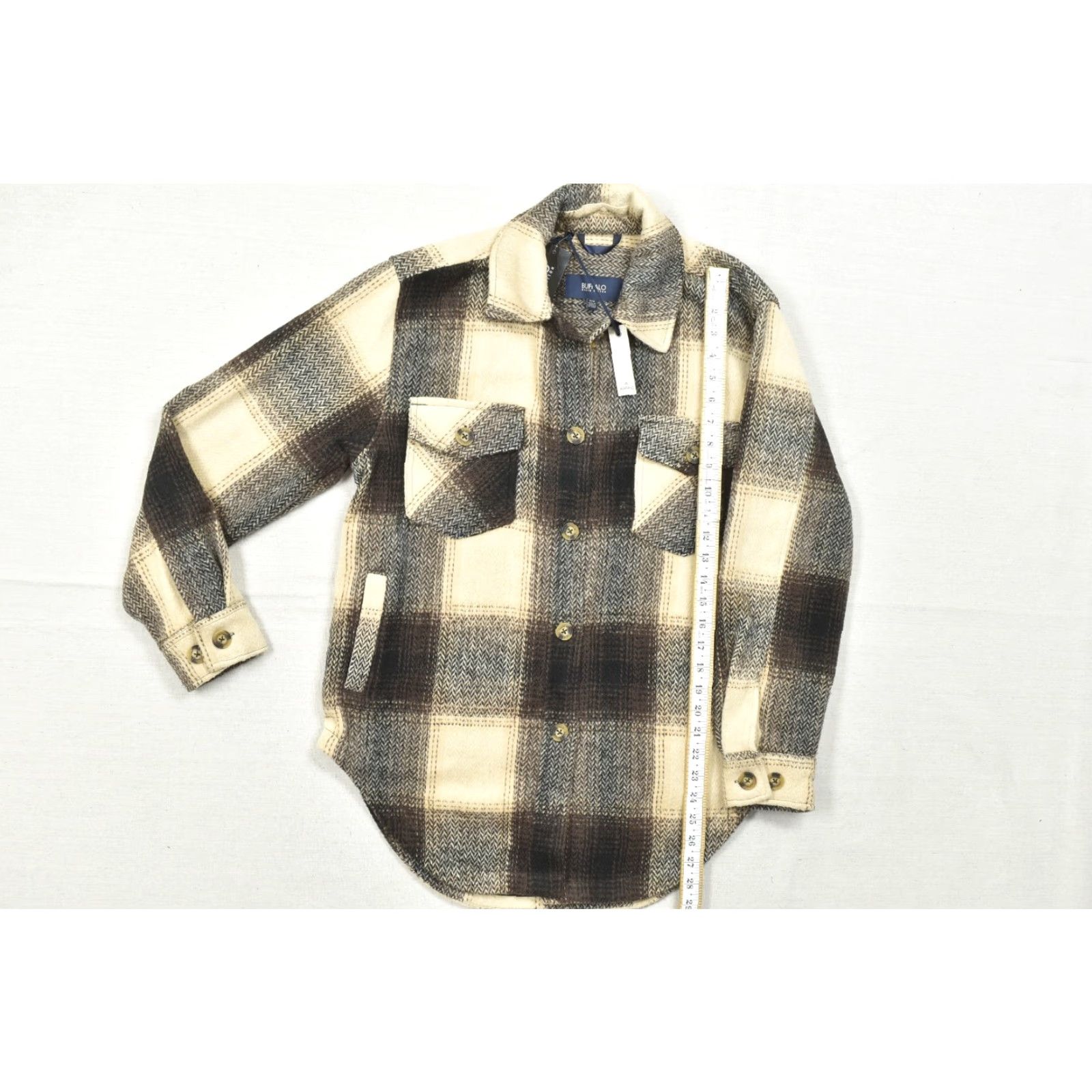 Buffalo David Bitton VINTAGE? No — Buffalo David Bitton Men's Medium Plaid Shirt Jacket Shacket Brown Cream Wool Bl Size US M / EU 48-50 / 2 - 5 Thumbnail
