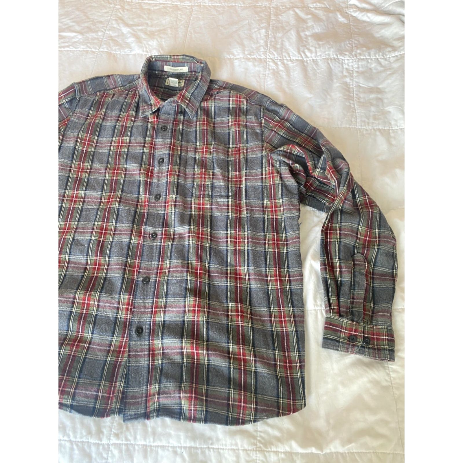 Vintage LL Bean Shirt Mens XL Gray Red Plaid Flannel Traditional Fit Button Up Pocket Size US XL / EU 56 / 4 - 3 Thumbnail