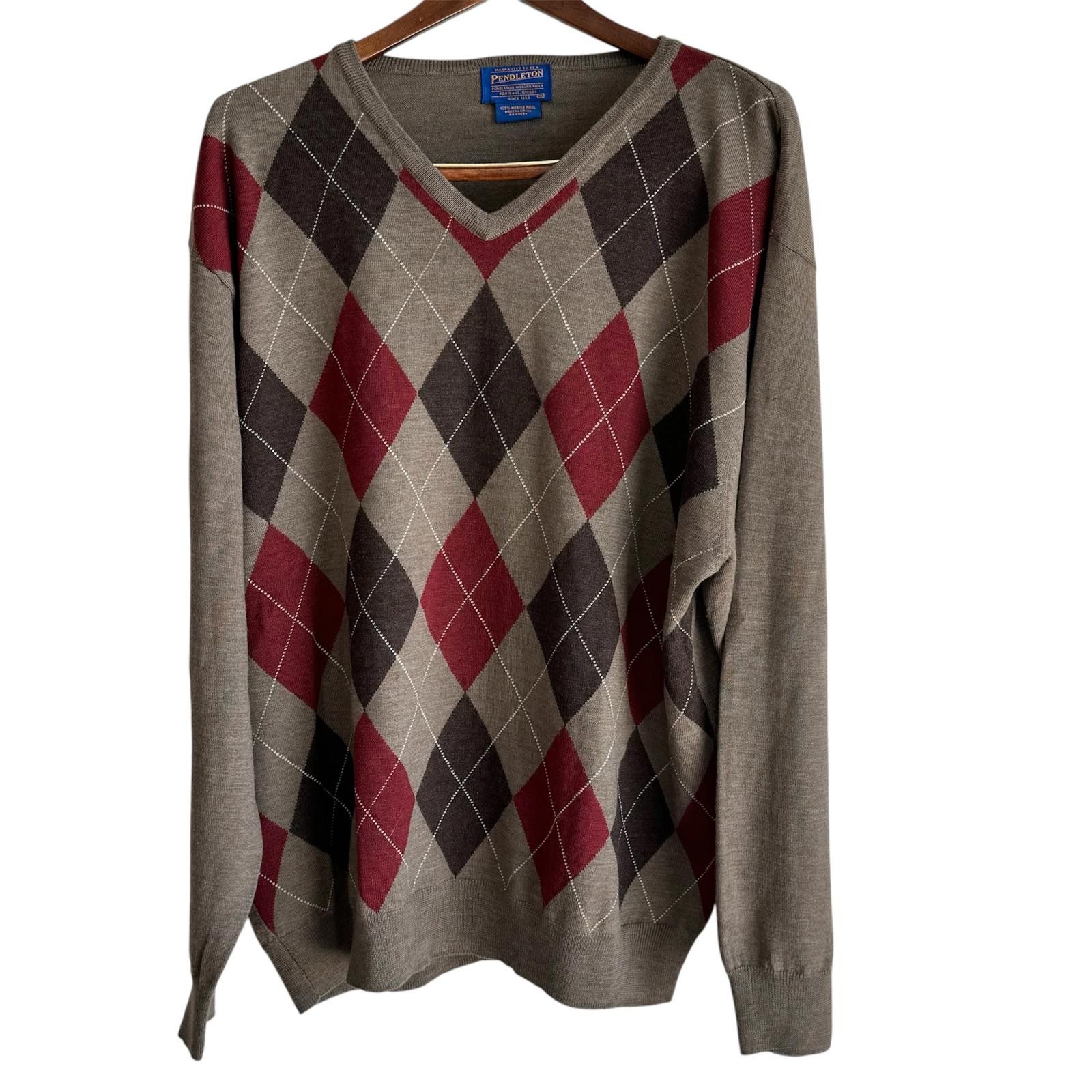 Pendleton Pendleton Men's Merino Wool Argyle Sweater - Size XL Size US XL / EU 56 / 4 - 1 Thumbnail