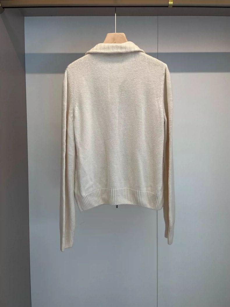 Loro Piana LORO PIANA White American cashmere cardigan Size L / US 10 / IT 46 - 2 Thumbnail