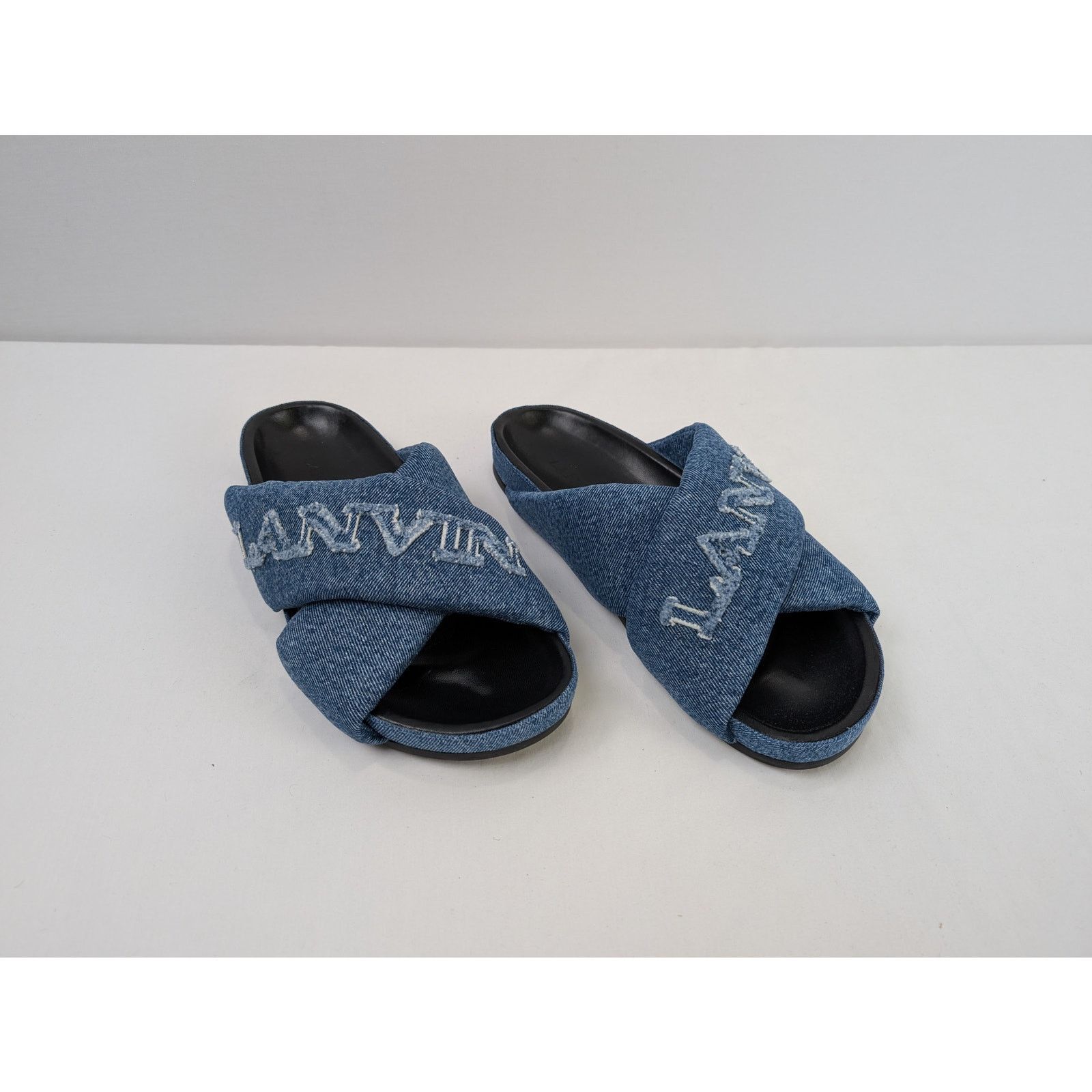 Lanvin o1rshd1 Cross Sandal Slipper with Denim in Blue Size US 11 / EU 44 - 8 Thumbnail