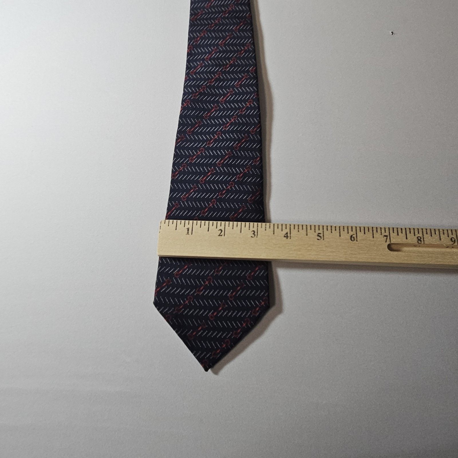 Gucci Gucci Men's Silk Tie Made in Italy Barbell Vtg Black Red Size ONE SIZE - 4 Thumbnail
