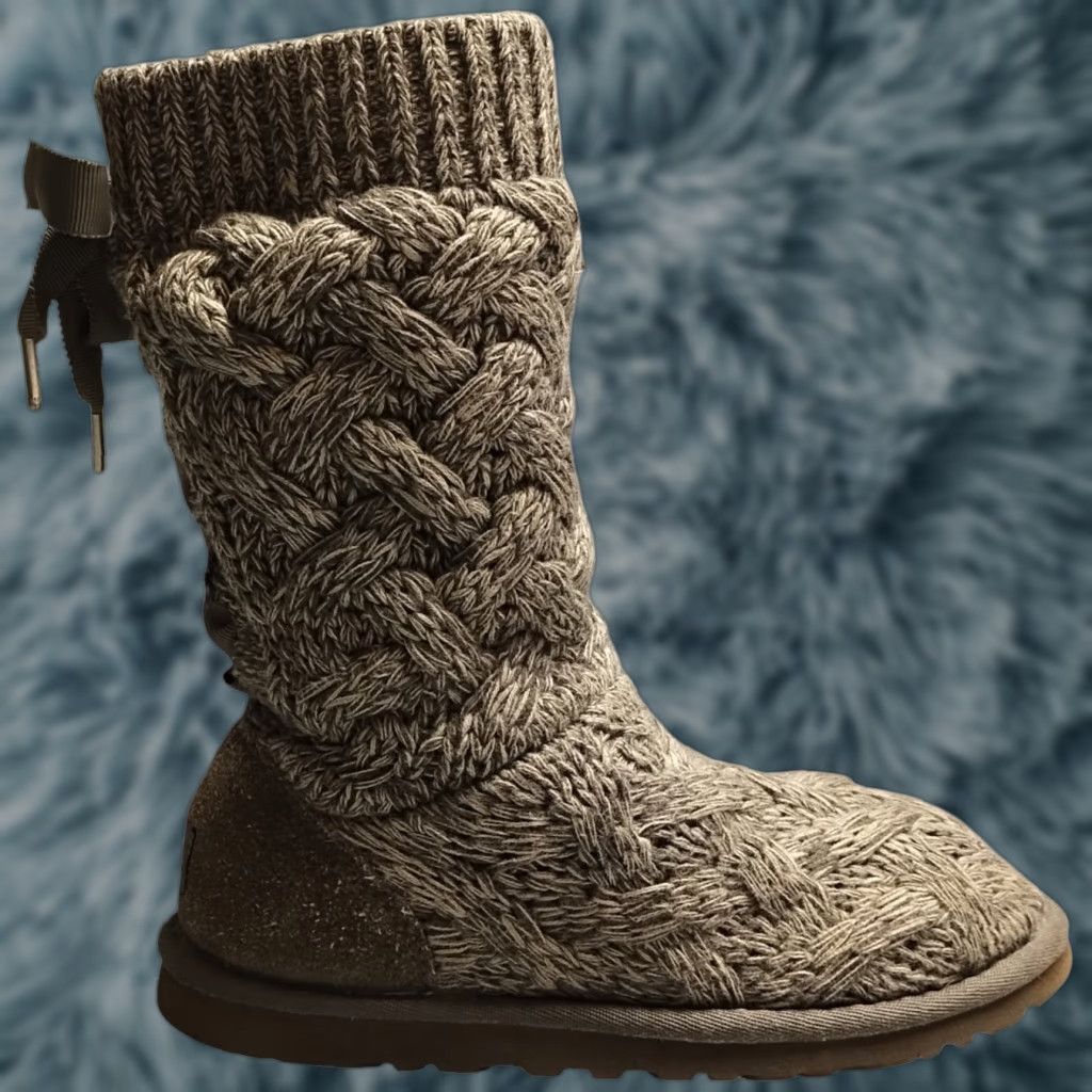 Ugg UGG Australia Isla Knit Boots Womens Size 5 Gray Slip-On Mid Calf Comfort Size US 5 / IT 35 - 1 Thumbnail