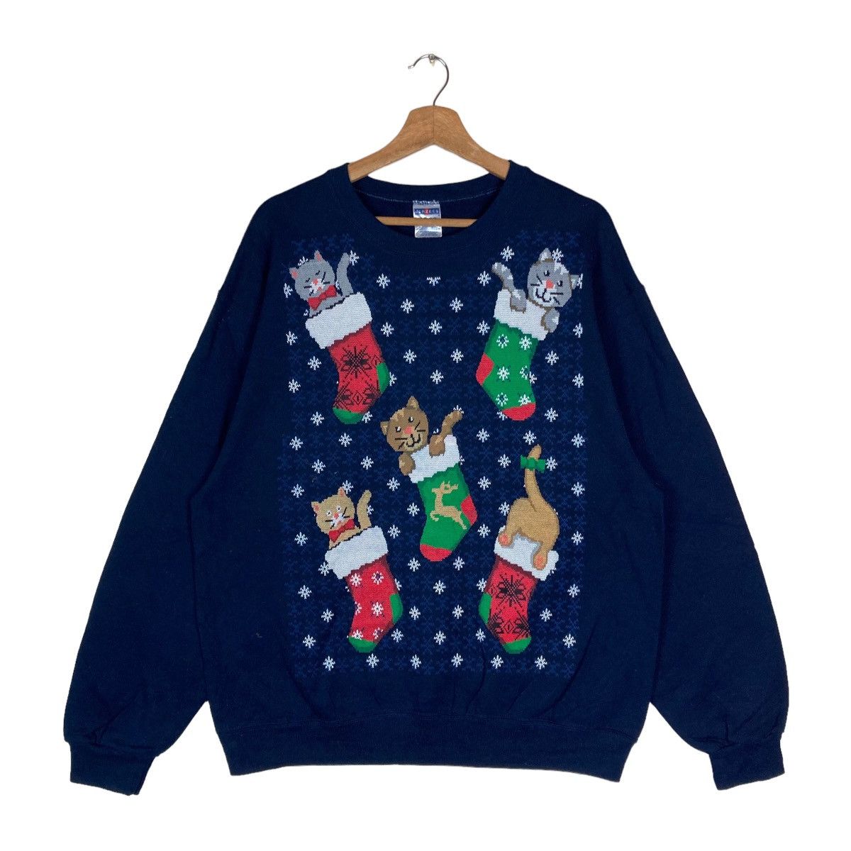 Jerzees Vintage Jerzees Kitty Merry Christmas Pullover Jumper Size US L / EU 52-54 / 3 - 1 Thumbnail