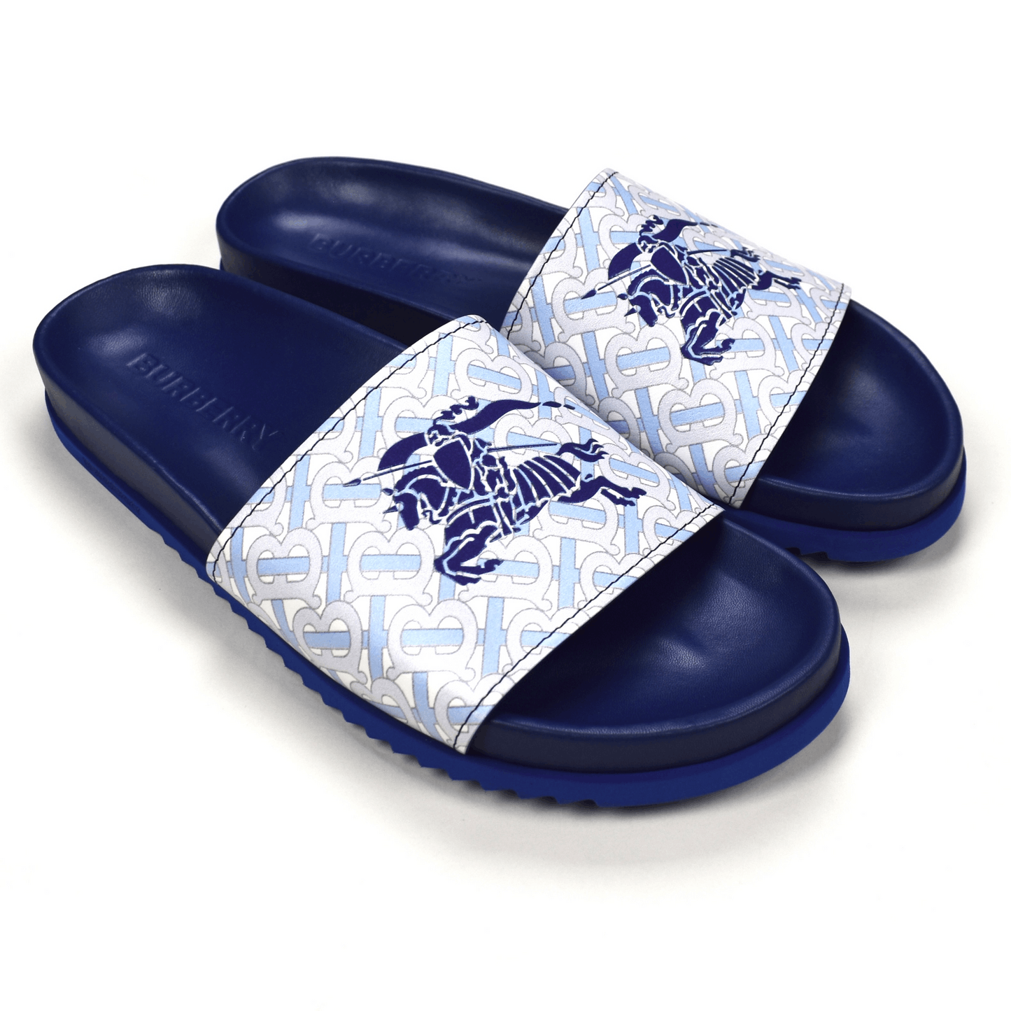 Burberry BURBERRY Cobalt Melroy Monogram-Embossed Slides 