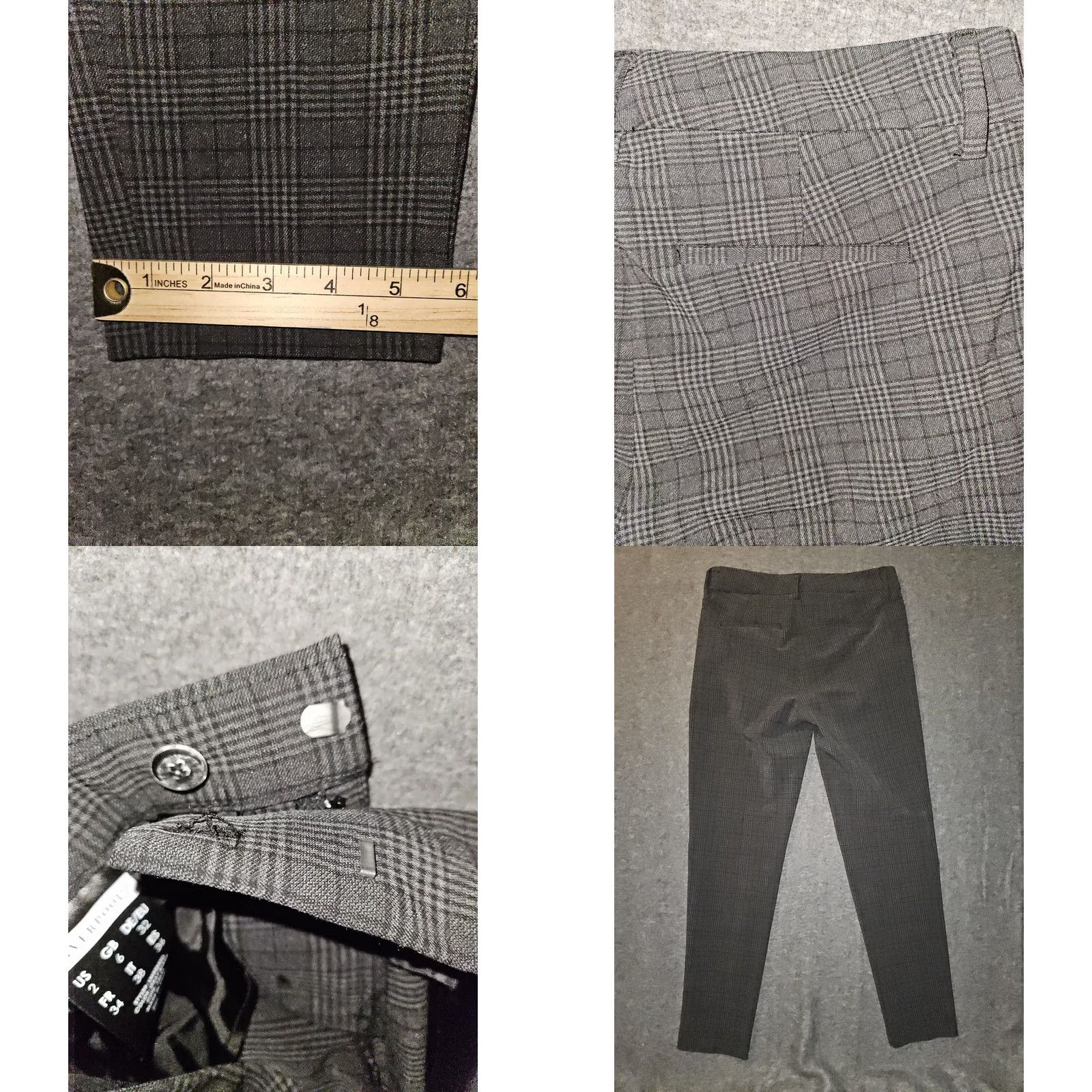 Vintage Liverpool Plaid Ankle Trousers Womens 2 Gray Black Low Rise Chino Preppy Size 26" / US 2 / IT 38 - 8 Thumbnail