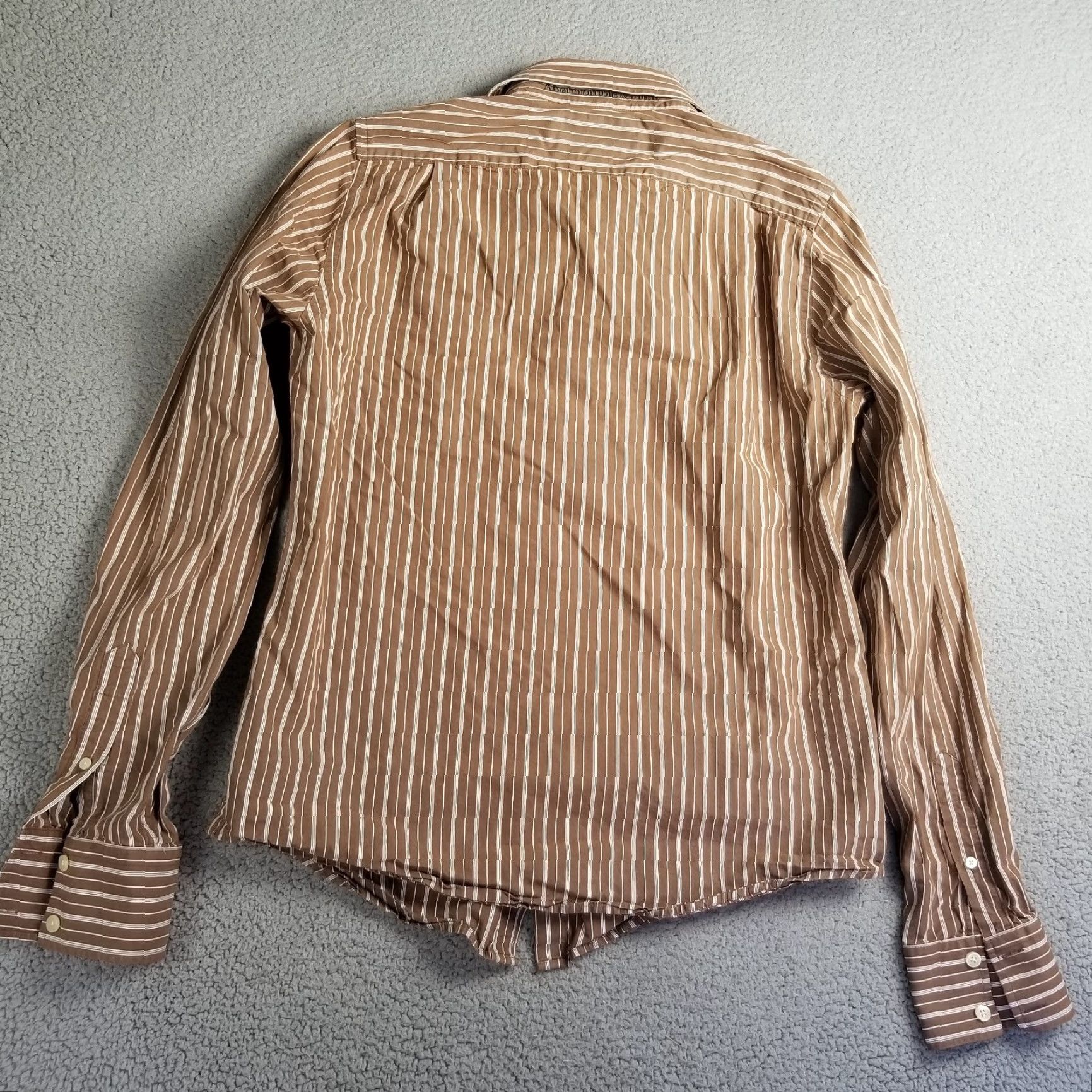 Abercrombie & Fitch Vintage Abercrombie & Fitch Men Large Brown Striped Button-Up Shirt Moose Logo Classic Preppy Size US L / EU 52-54 / 3 - 7 Thumbnail