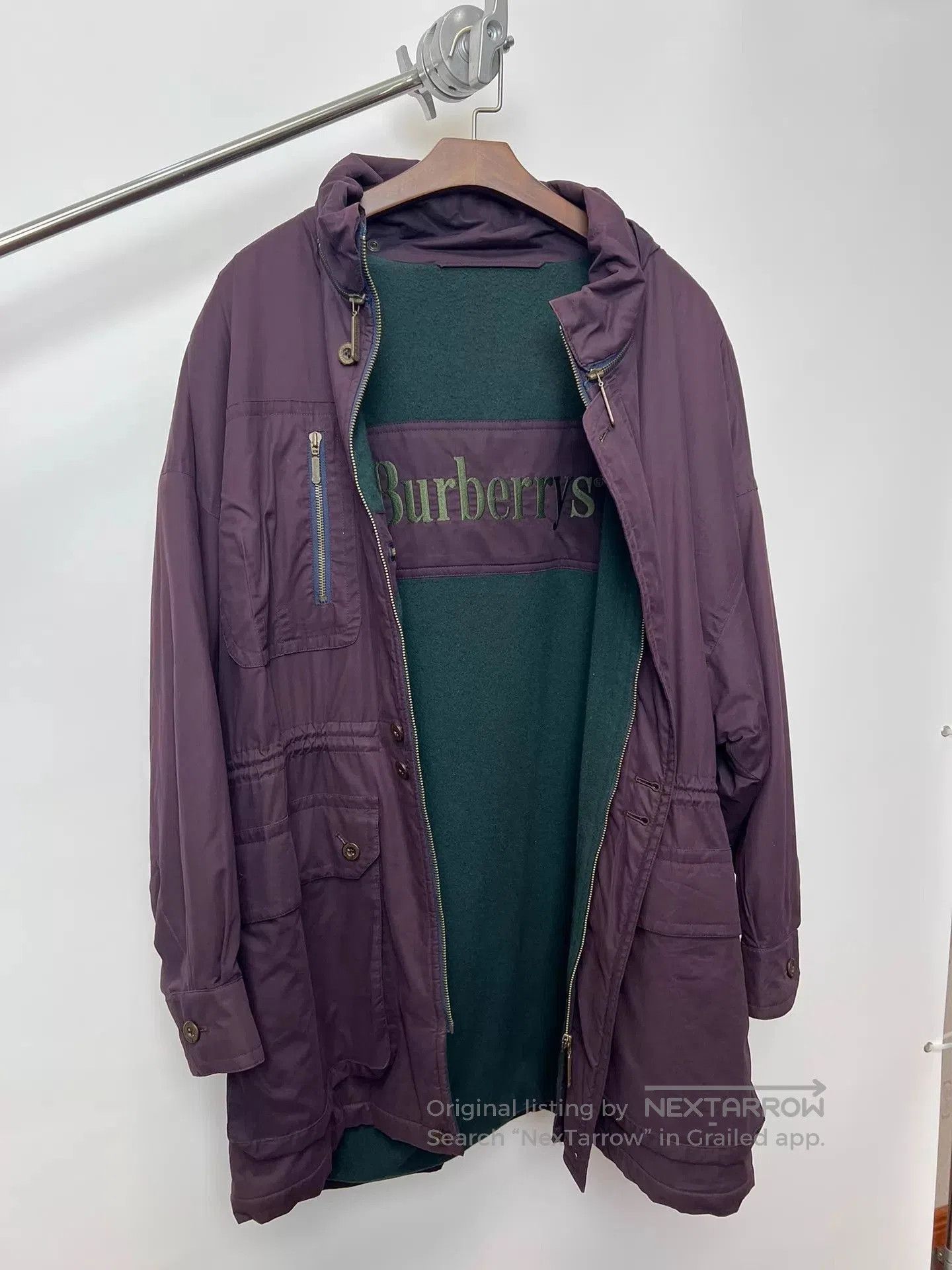 Burberry Purple Hooded Parka with Multiple Pockets. Size US XL / EU 56 / 4 - 2 Thumbnail
