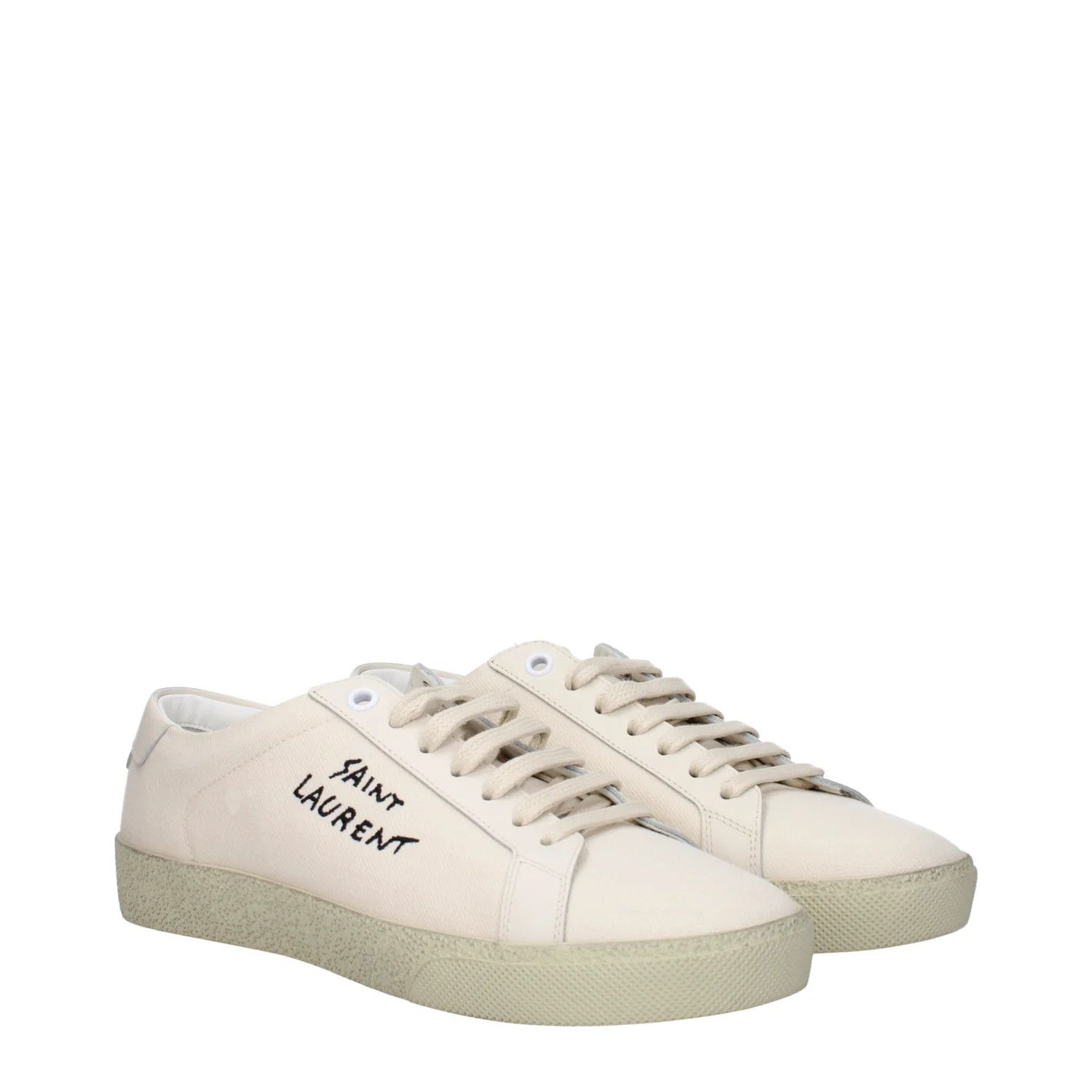 Saint Laurent Paris ob1o1e1124 Fabric Sneakers in Beige Size US 8 / IT 38 - 2 Thumbnail