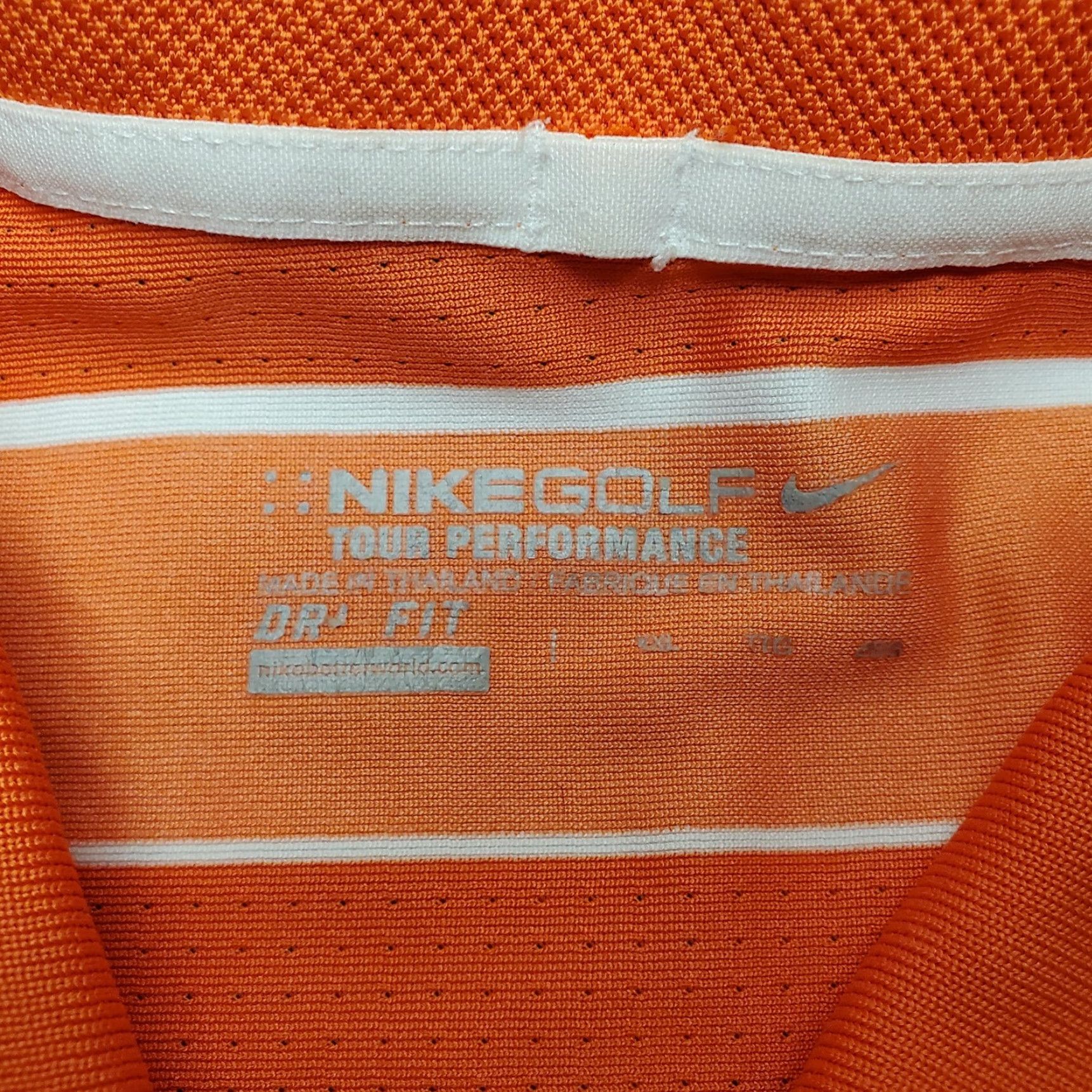 Nike VINTAGE NikeGolf Shirt Men XL Orange Striped Polo Tour Performance Short Sleeve Size US XL / EU 56 / 4 - 6 Thumbnail