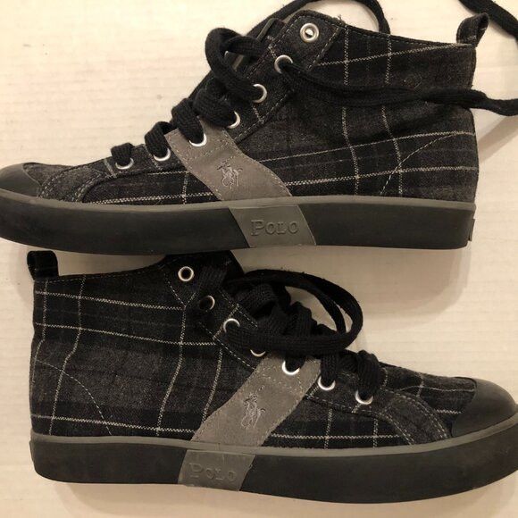 Polo Ralph Lauren POLO RALPH LAUREN MEN'S BLACK HIGH TOP SNEAKERS SIZE: 9.5D Size US 9.5 / EU 42-43 - 5 Thumbnail