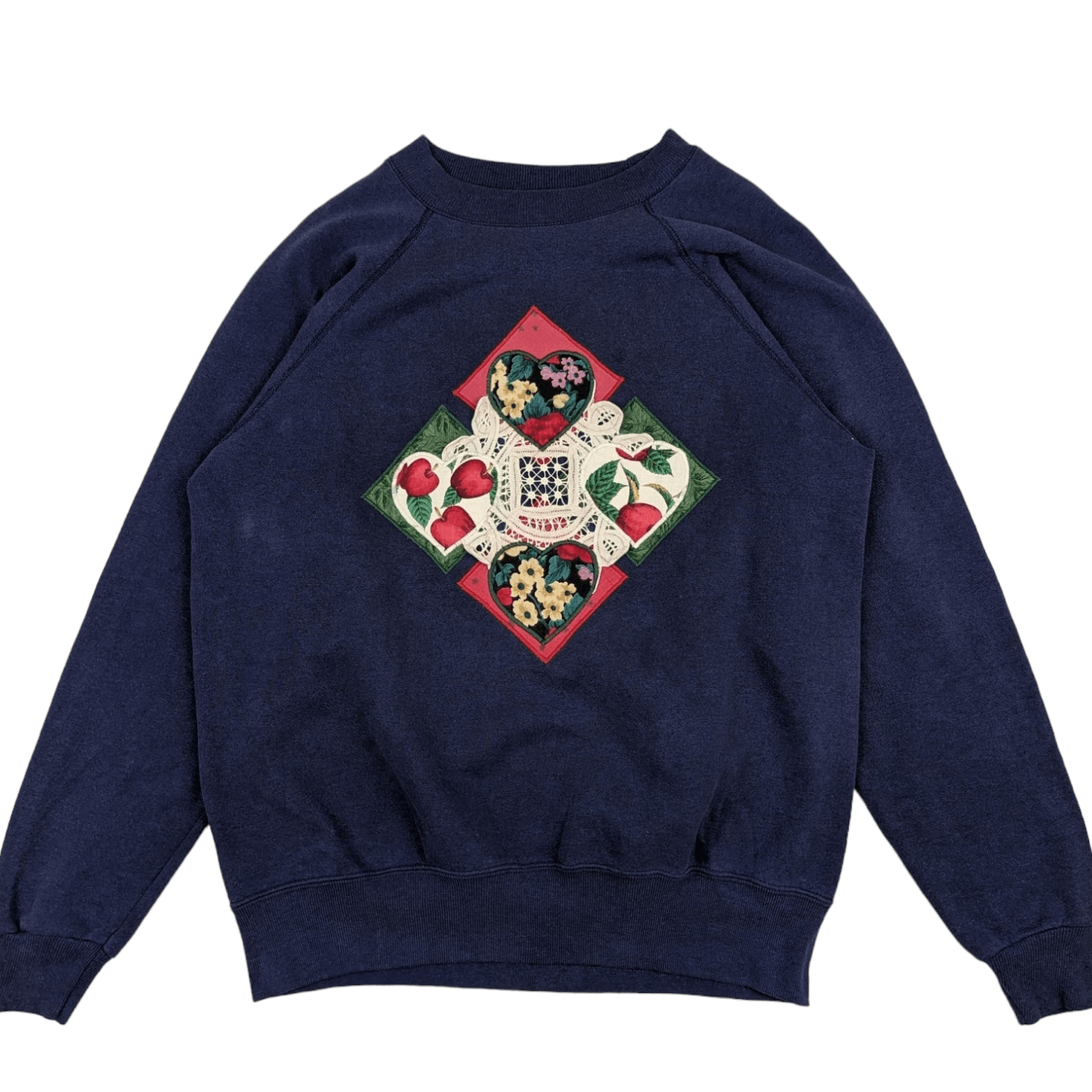 Hanes Vintage 1991 HANES Custom Hand Embodied Flower Sweatshirt Size US L / EU 52-54 / 3 - 2 Thumbnail