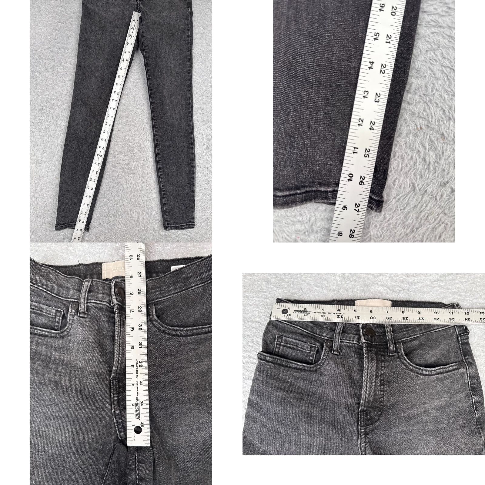 Everlane Everlane Jeans Women 25 Black Denim Mid Rise Skinny Cotton Blend 24x27 Size 42" / US 20 - 8 Thumbnail