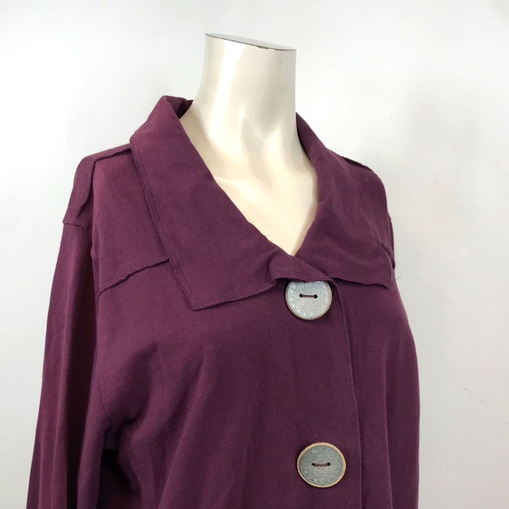 Habitat WOMEN'S MEDIUM BERRY CARDIGAN COTTON BLEND BUTTON UP LONG SLEEVE HABITAT Size M / US 6-8 / IT 42-44 - 2 Thumbnail