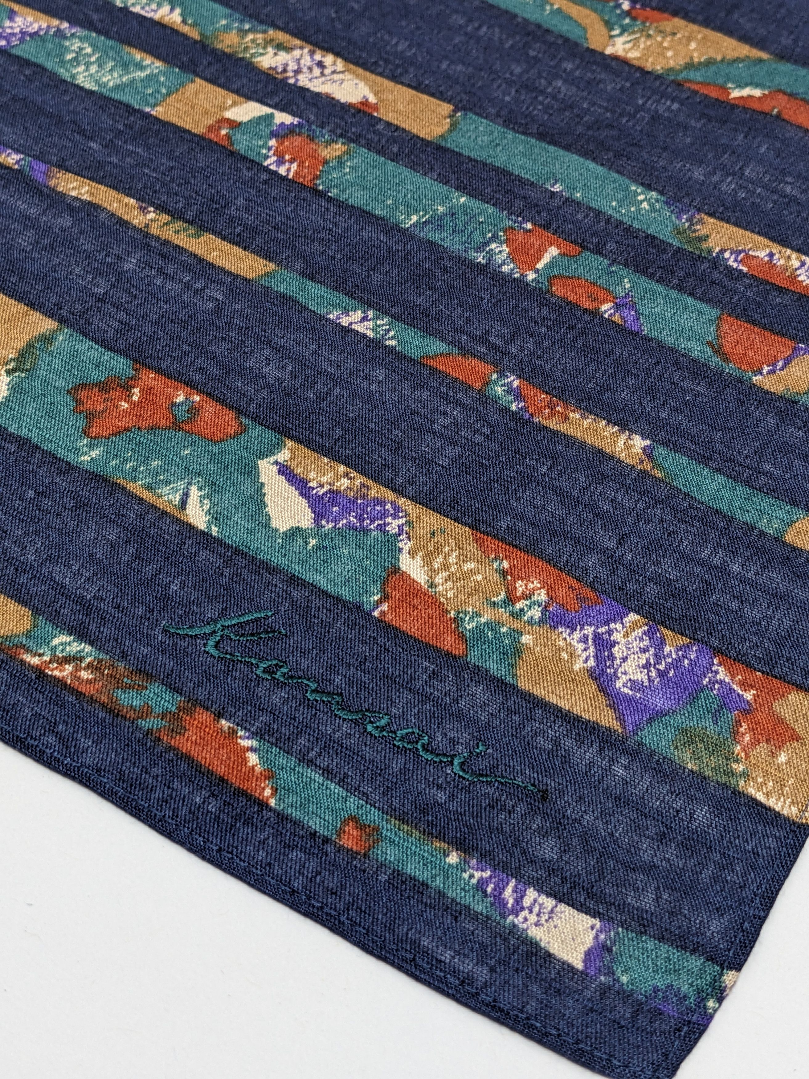 Kansai Yamamoto Kansai Yamamoto Navy Blue Abstract Striped Handkerchief Size ONE SIZE - 2 Thumbnail