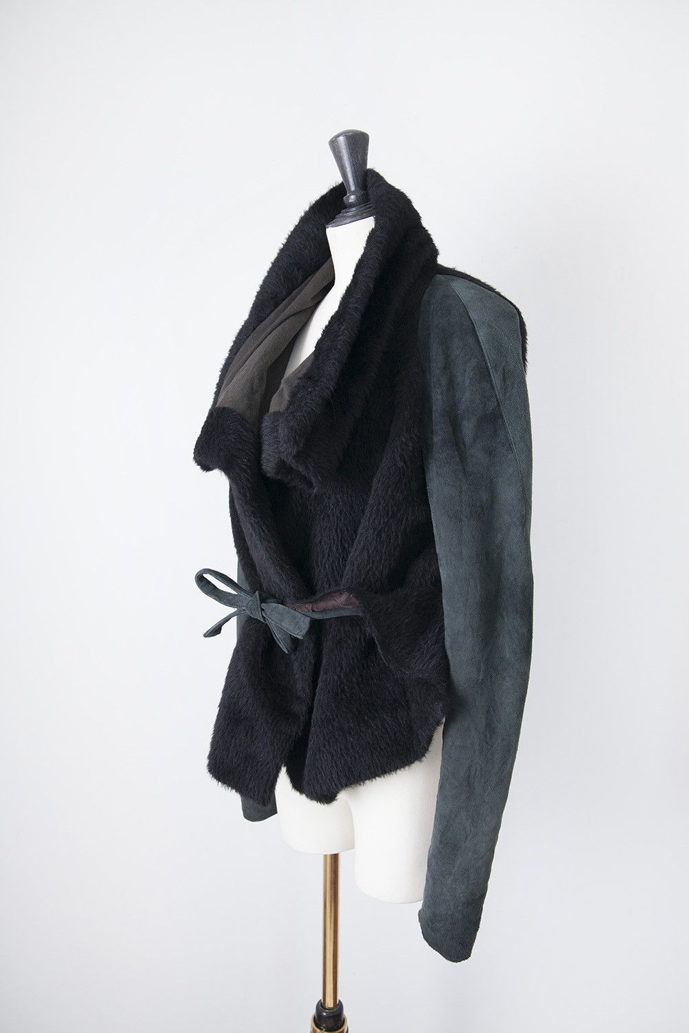 Rick Owens Leather & alpaca jacket Size S / US 4 / IT 40 - 3 Thumbnail