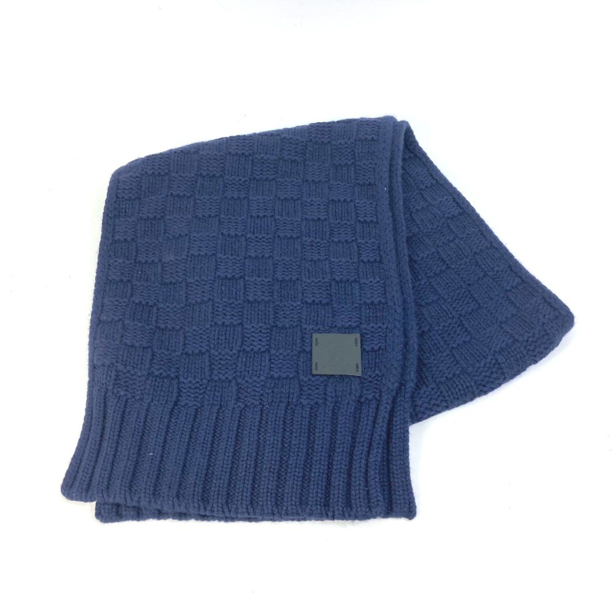 Louis Vuitton Louis Vuitton M70169 Damier leather patch tag Scarf Navy Size ONE SIZE - 1 Thumbnail