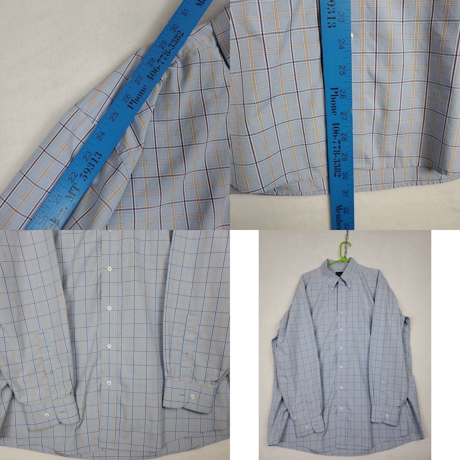 Jos. A. Bank Jos A Bank Travelers Collection Mens XL Blue Plaid Long Sleeve Button-Down Shirt Size US XL / EU 56 / 4 - 8 Thumbnail