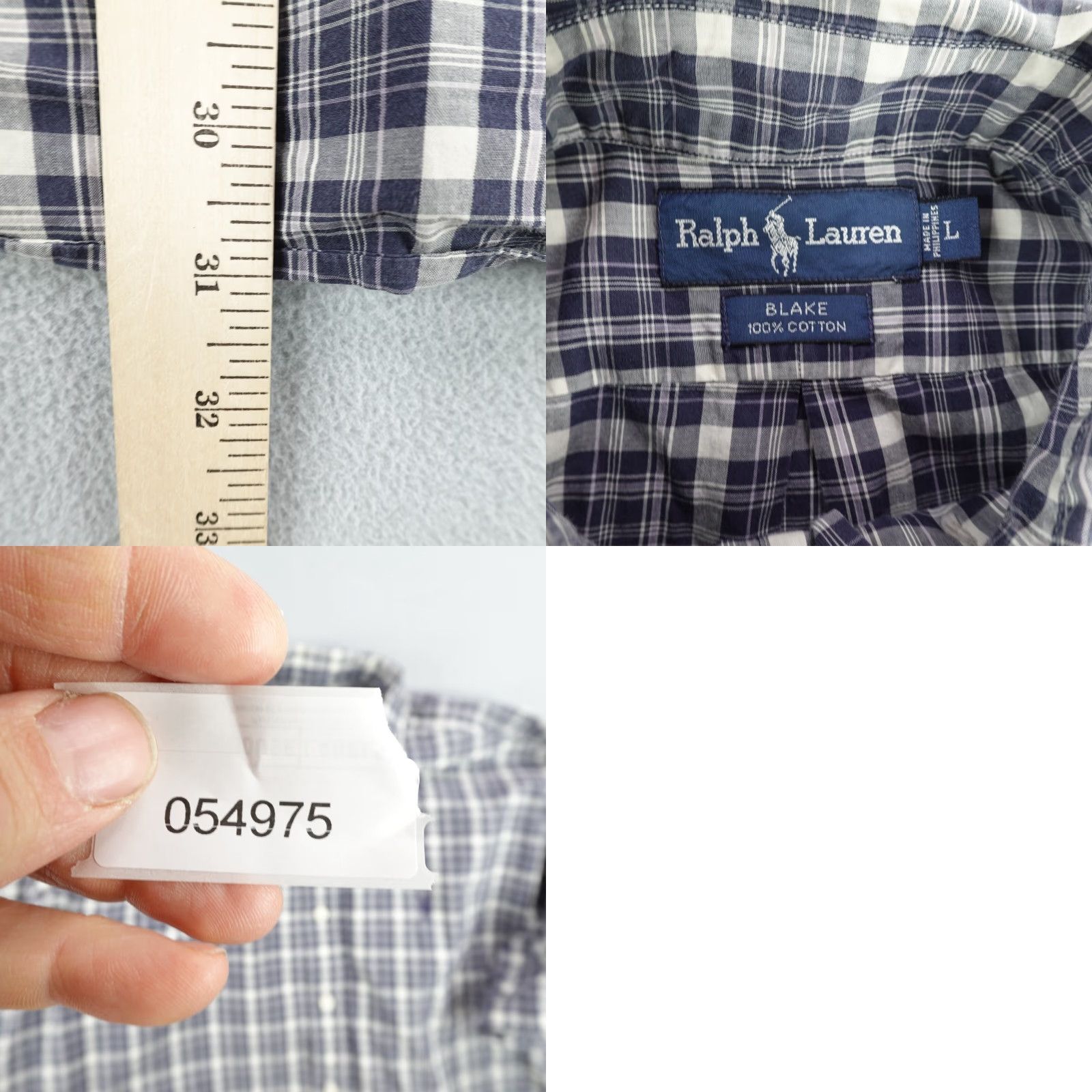 Ralph Lauren VINTAGE Ralph Lauren Shirt Mens L Blue Plaid Blake Pony Logo Button Up Size US L / EU 52-54 / 3 - 8 Thumbnail