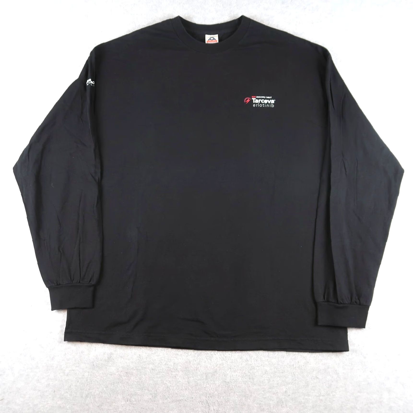 AAA VTG Tarceva Break Through Tour Cancer Medication T Shirt 2XL Black Mens Long Sleeve Crew Neck Graphic Print AAA Cotton Regular | 1900s? Size US XXL / EU 58 / 5 - 2 Thumbnail