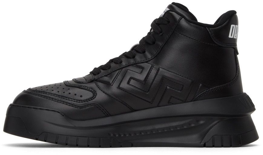 Versace o1y0425 Logo Hi-Top Sneakers in Black Size US 7 / EU 40 - 2 Thumbnail