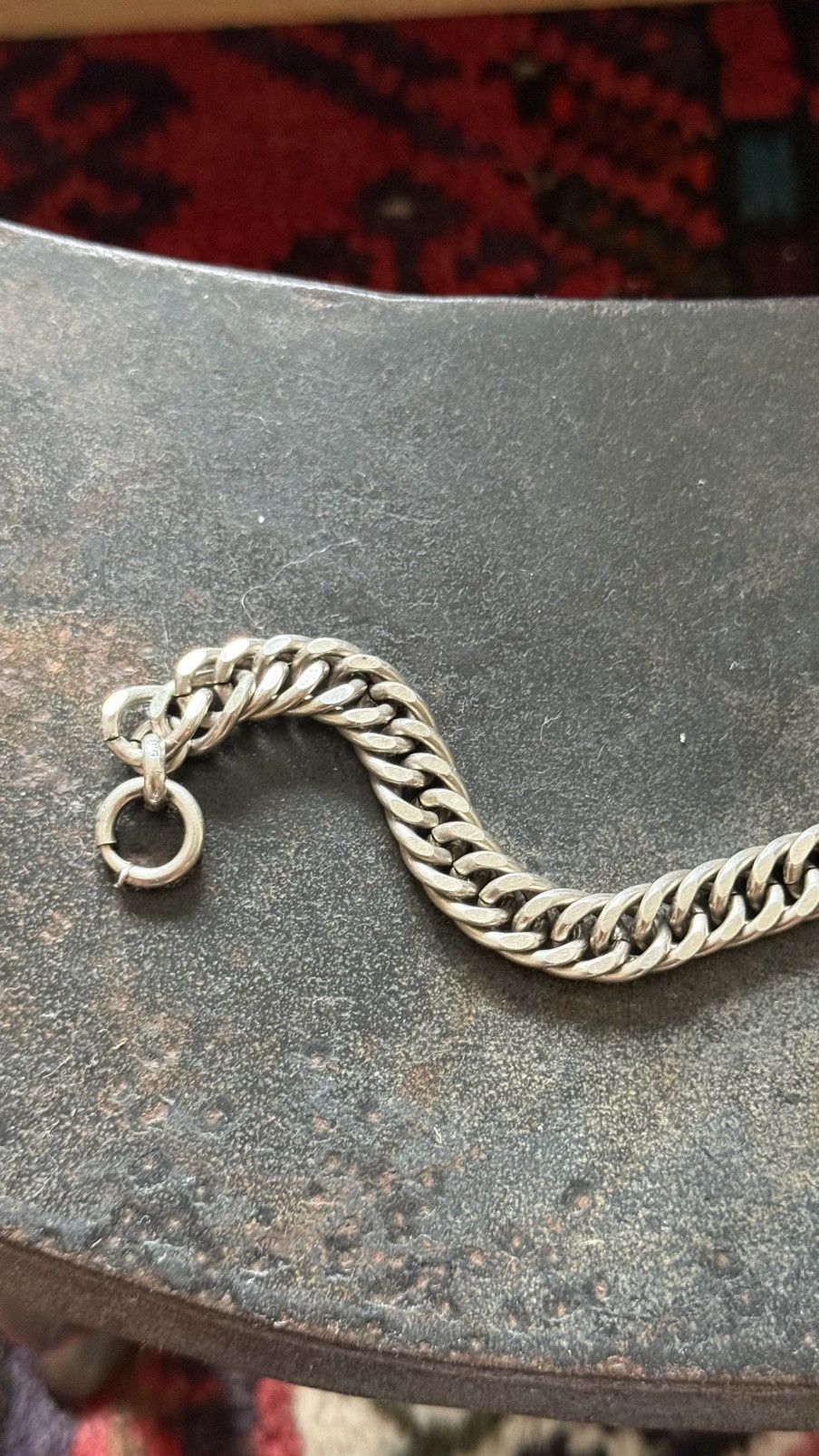 Vintage 1920s Vintage Silver Cuban Link Bracelet Size ONE SIZE - 3 Thumbnail