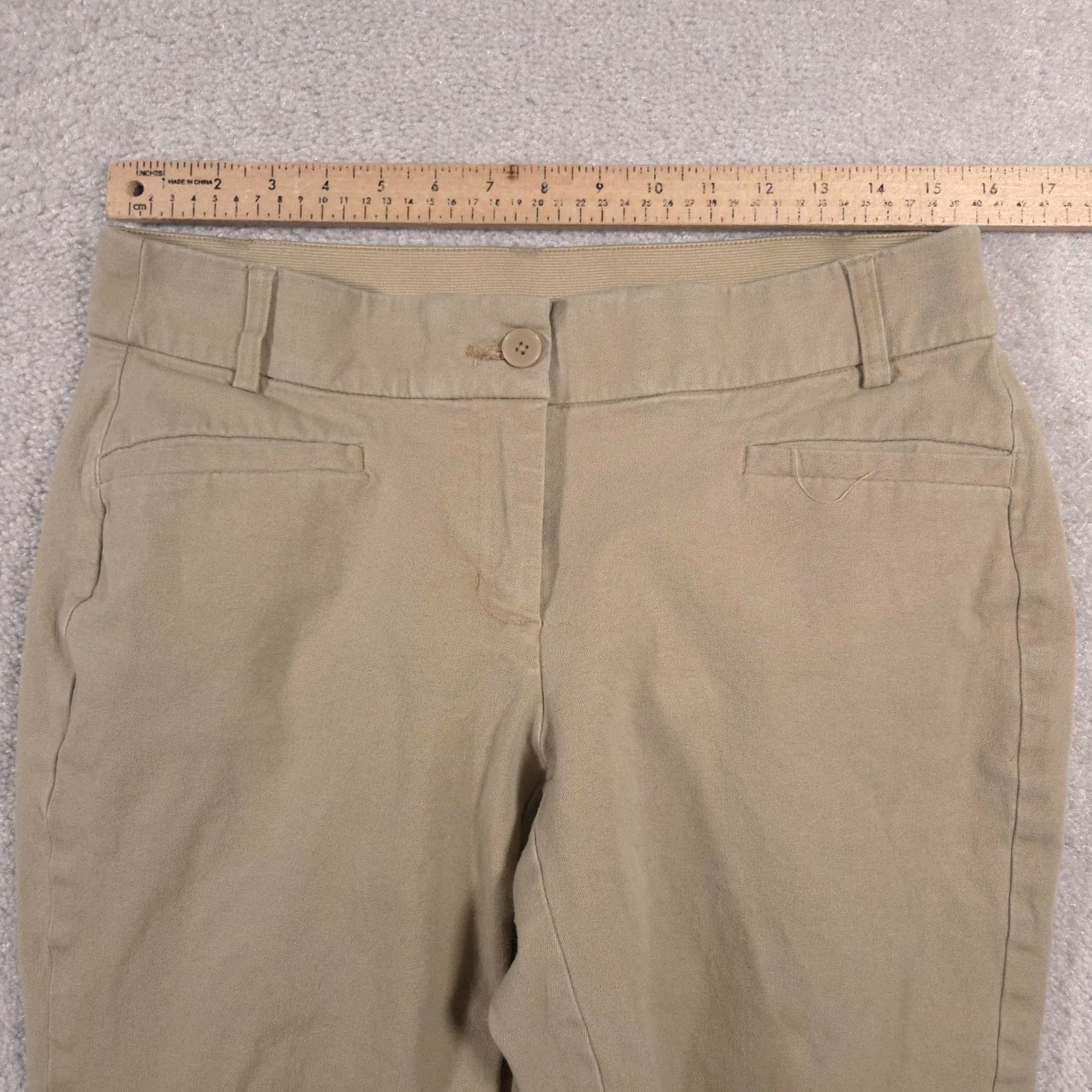 Vintage Lane Bryant Pants Womens 14 Khaki Beige Cropped Stretch Workwear Casual Theena Size 36" / US 14 / IT 50 - 6 Thumbnail