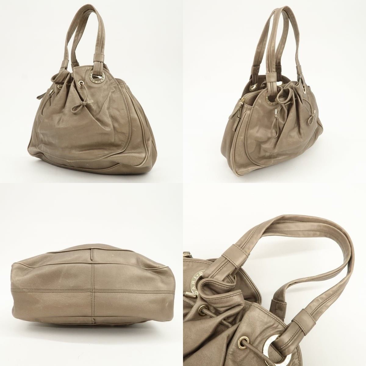Bvlgari Bvlgari Drawstring Leather Shoulder Bag Tan Size ONE SIZE - 3 Thumbnail