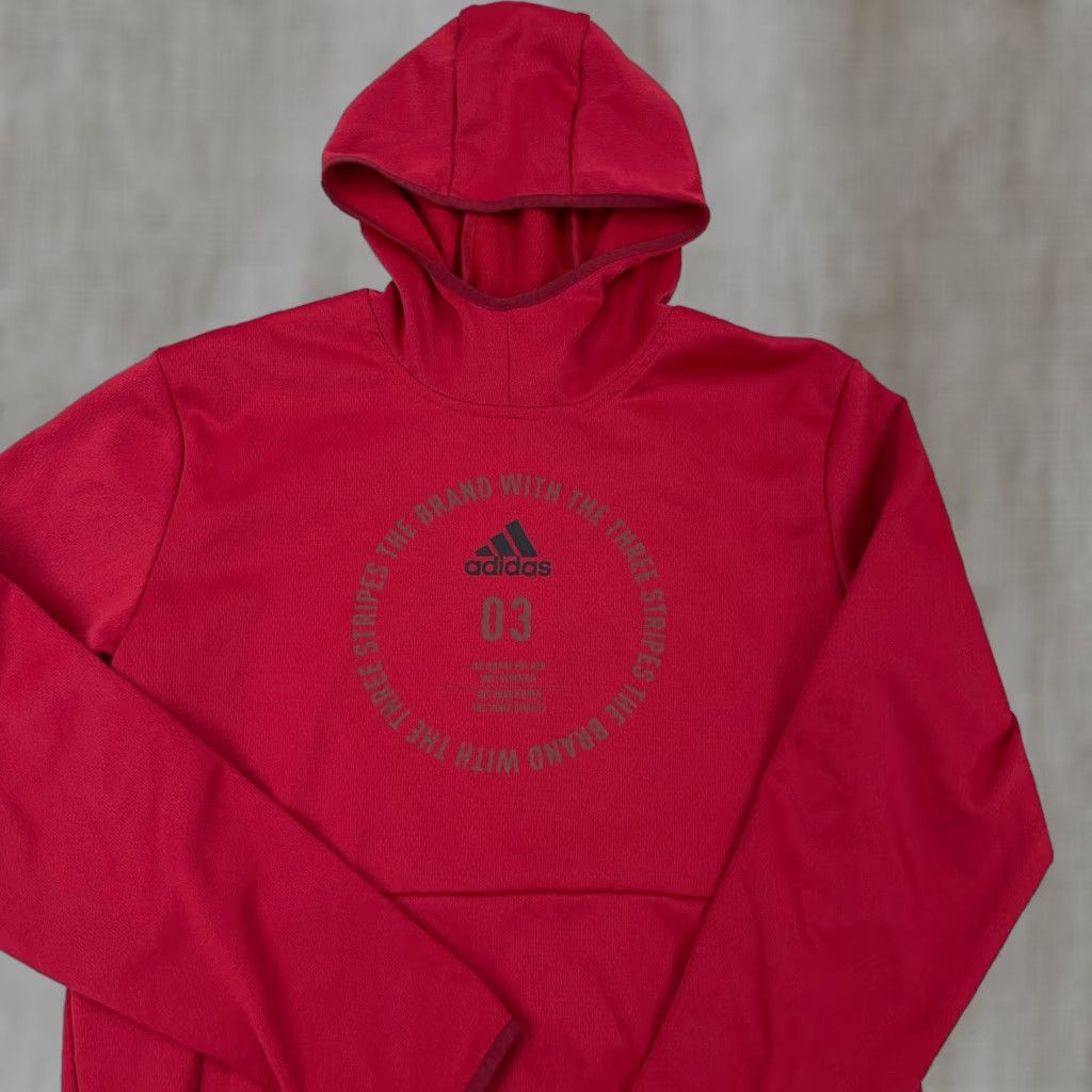 Adidas Adidas Hoodie Men M Red Sweatshirt Pullover Logo Graphic Print Street Urban Classic Sports Size US M / EU 48-50 / 2 - 1 Thumbnail