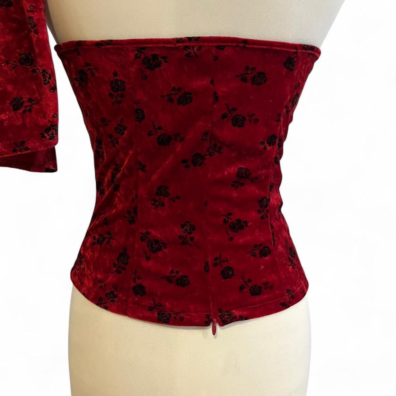Other Vintage Y2K romantic red burgundy velvet rose scarf top Size XS / US 0-2 / IT 36-38 - 6 Thumbnail