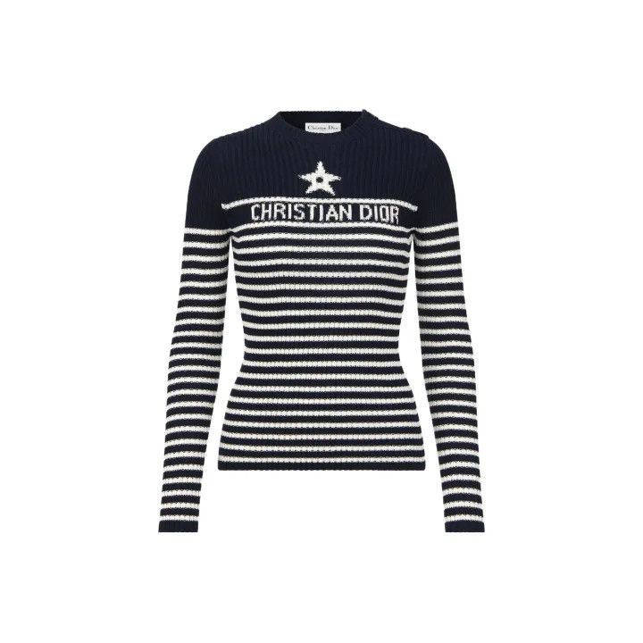 Dior Dior Striped Logo Knit Pullover Sweater 0079 Size L / US 10 / IT 46 - 1 Thumbnail