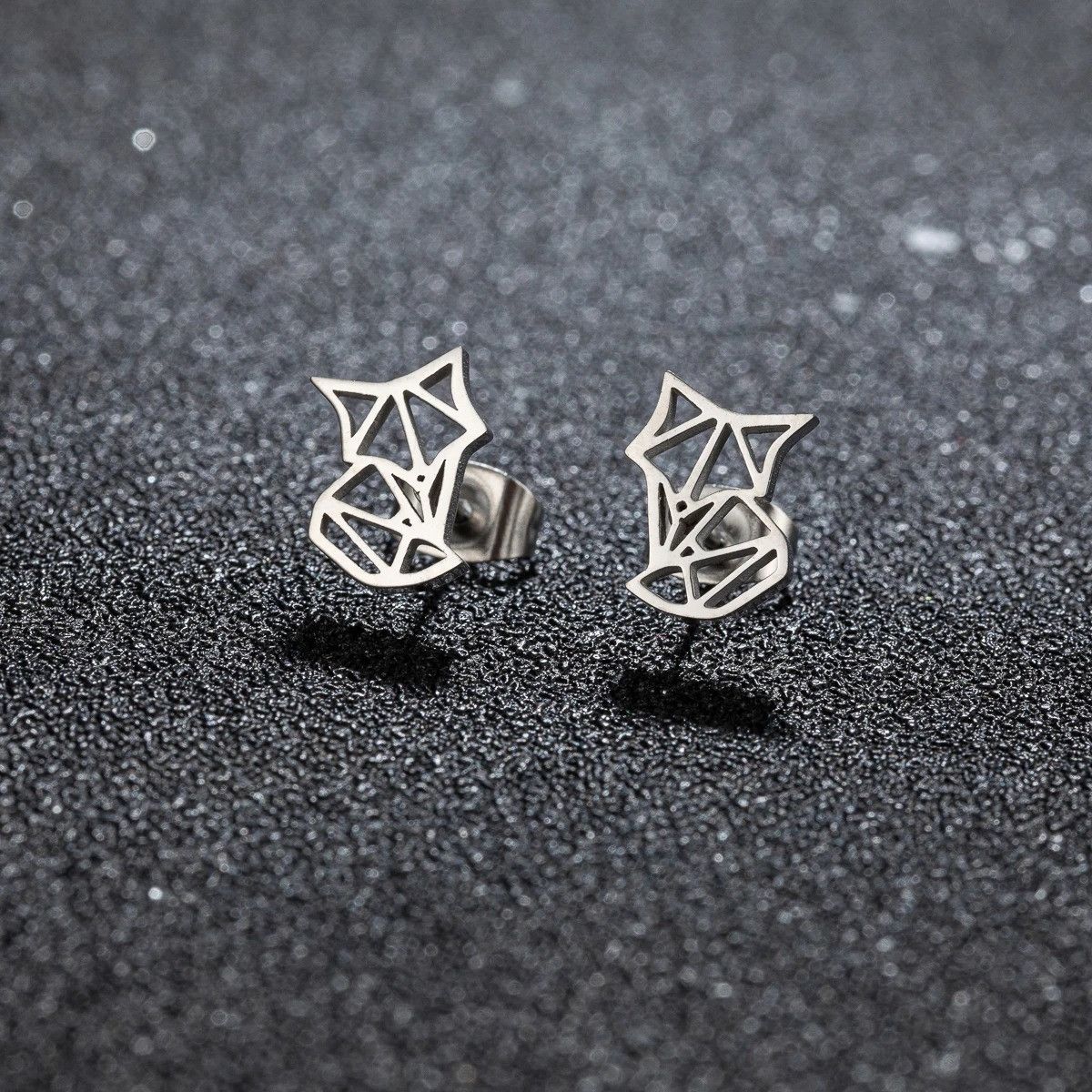 Jewelry Cute Fox Stud Earrings Charm Stainless Earring Gift Size ONE SIZE - 1 Thumbnail