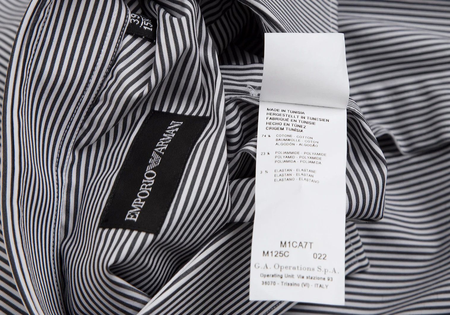 Emporio Armani Stretch Cotton Stripe Shirt in White and Gray Size 39 Size US M / EU 48-50 / 2 - 12 Thumbnail