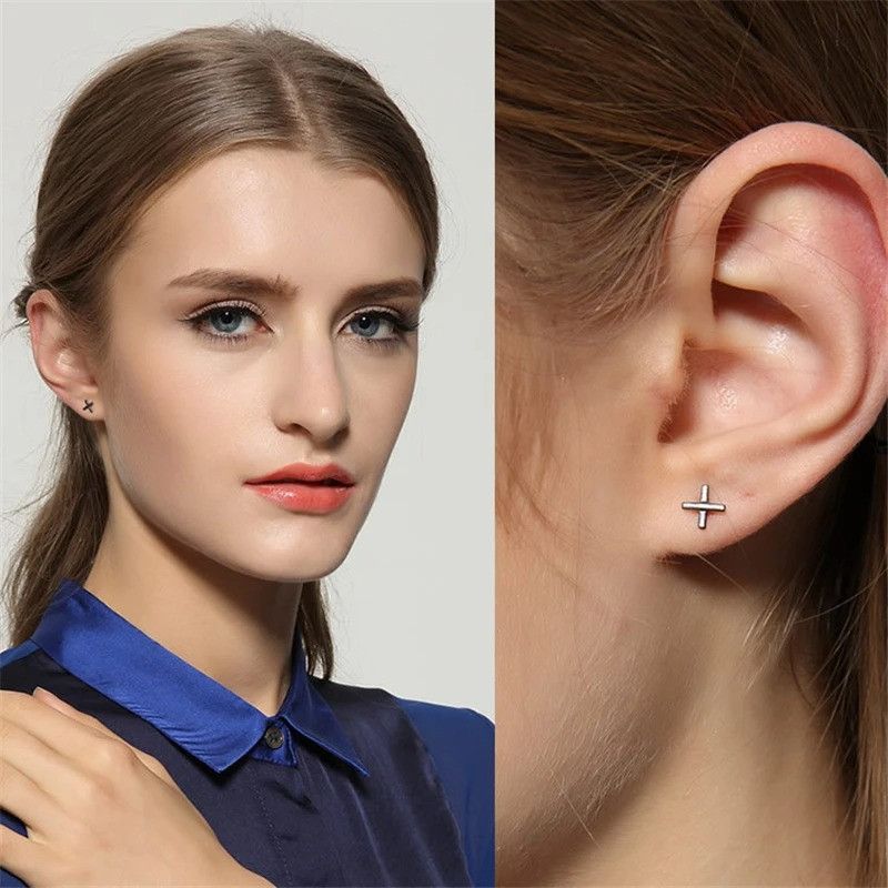 Jewelry Minimalist X Stud Earrings 925 Sterling Charm Earring Gift Size ONE SIZE - 6 Thumbnail