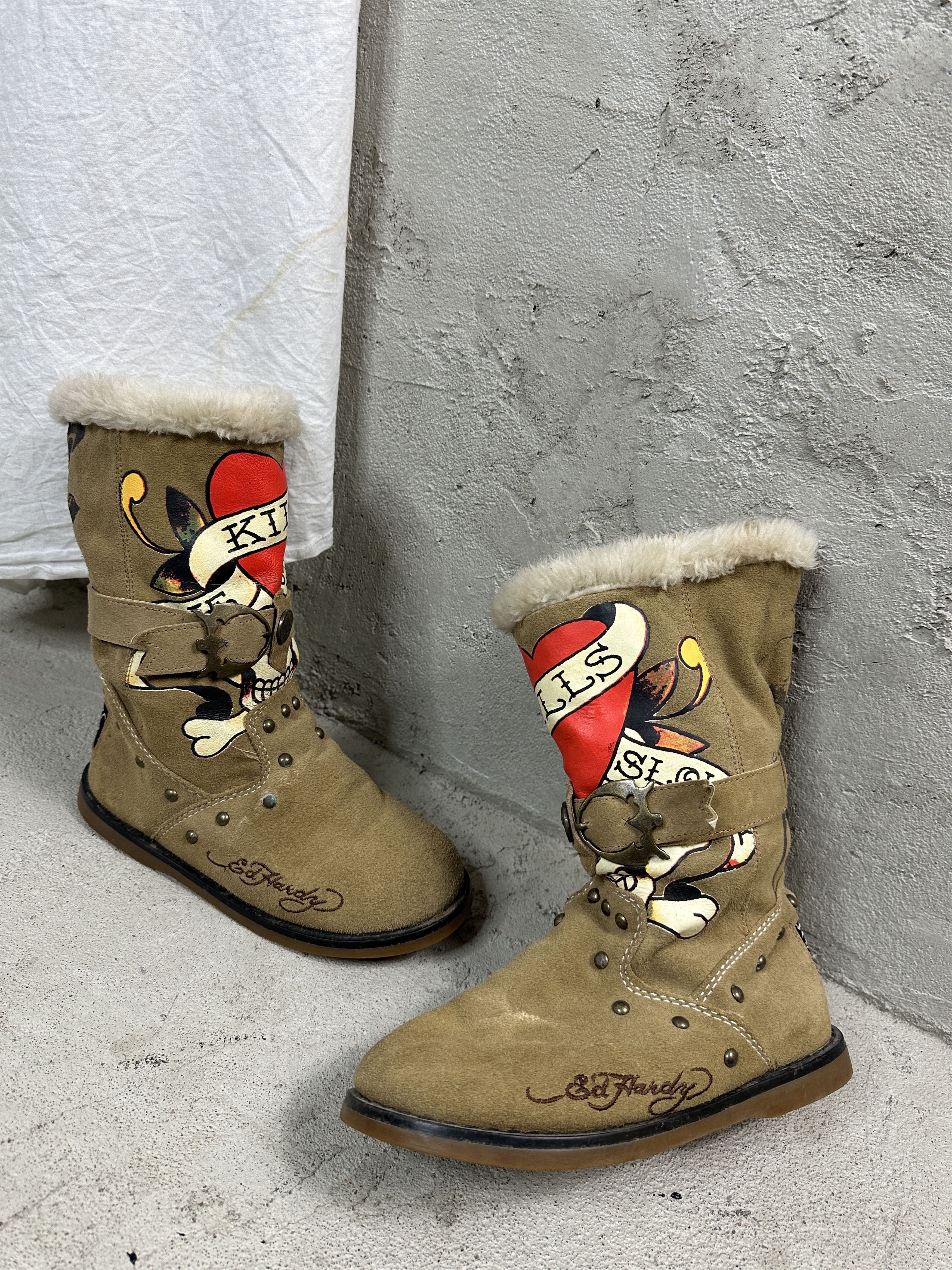 Ed Hardy × Vintage Vintage Ed Hardy Drip Y2K Boots Size US 6 / IT 36 - 1 Thumbnail
