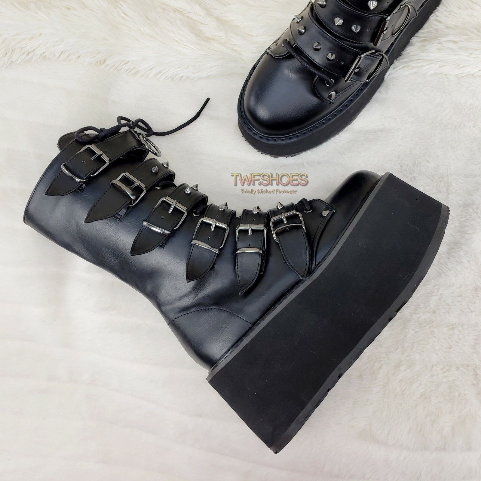 Demonia Cult DEMONIA Damned 225 Multi Strap Goth Punk Rock 3.5" Platform Size US 8 / IT 38 - 2 Thumbnail