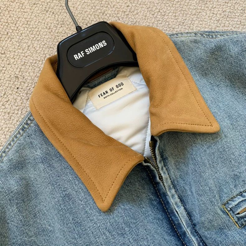 Fear of God Fear of God Leather collar denim jacket Size US L / EU 52-54 / 3 - 2 Thumbnail
