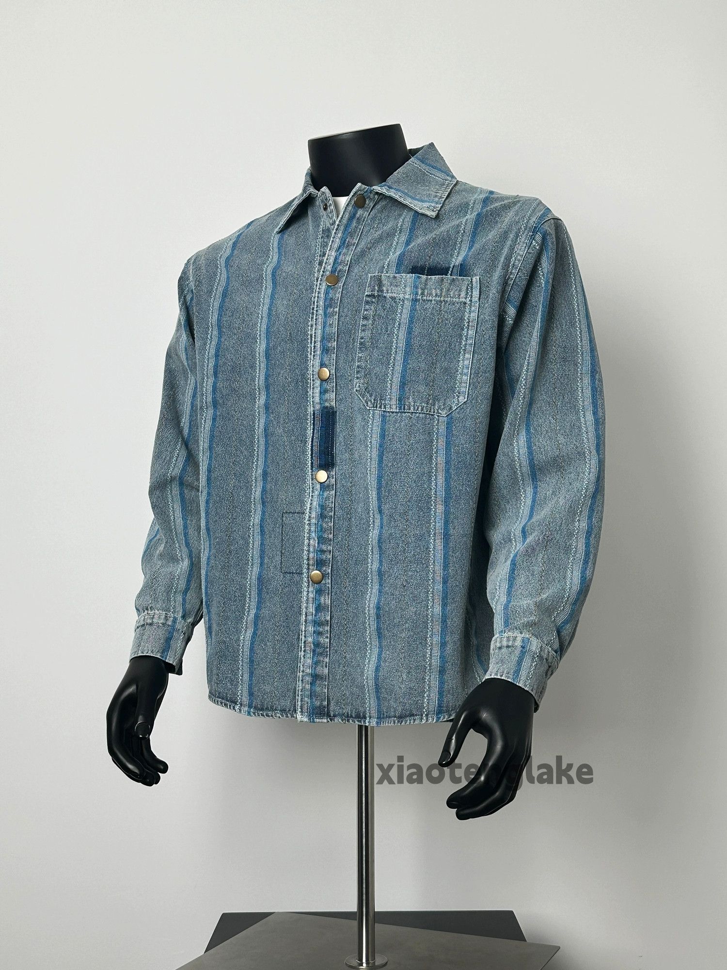Designer unisex washed faded loose striped yuppie y2k shirt Size US XL / EU 56 / 4 - 6 Thumbnail