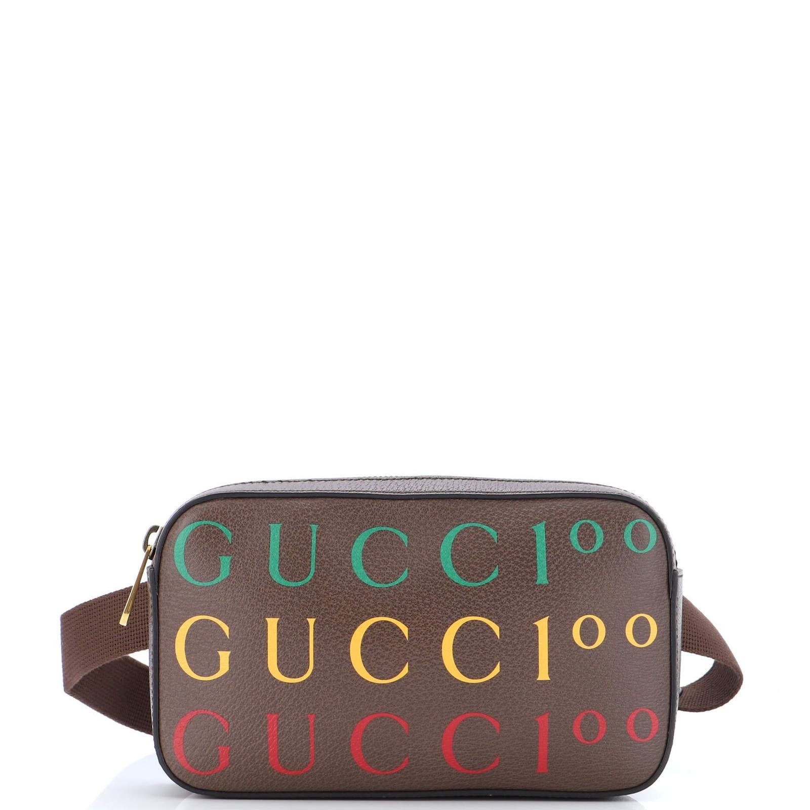 image of Gucci Aria 100Th Anniversary Belt Bag Printed Leather None in Brown, Women's