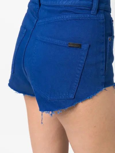 Saint Laurent Paris o1s1wg111124 High-Waisted Shorts Lapis Rinse Denim in Blue Size 25" / US 0 / IT 36 - 6 Thumbnail