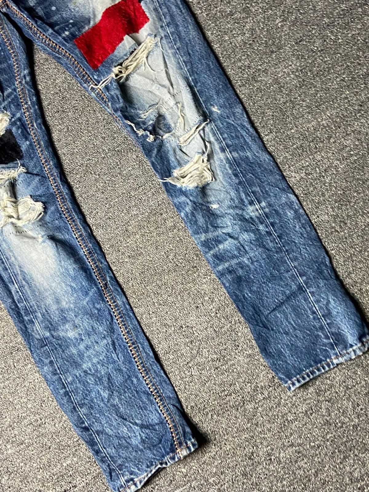 Japanese Brand RNA Slang Distressed Seditionaries Patchwork Jeans (157) Size US 28 / EU 44 - 9 Thumbnail