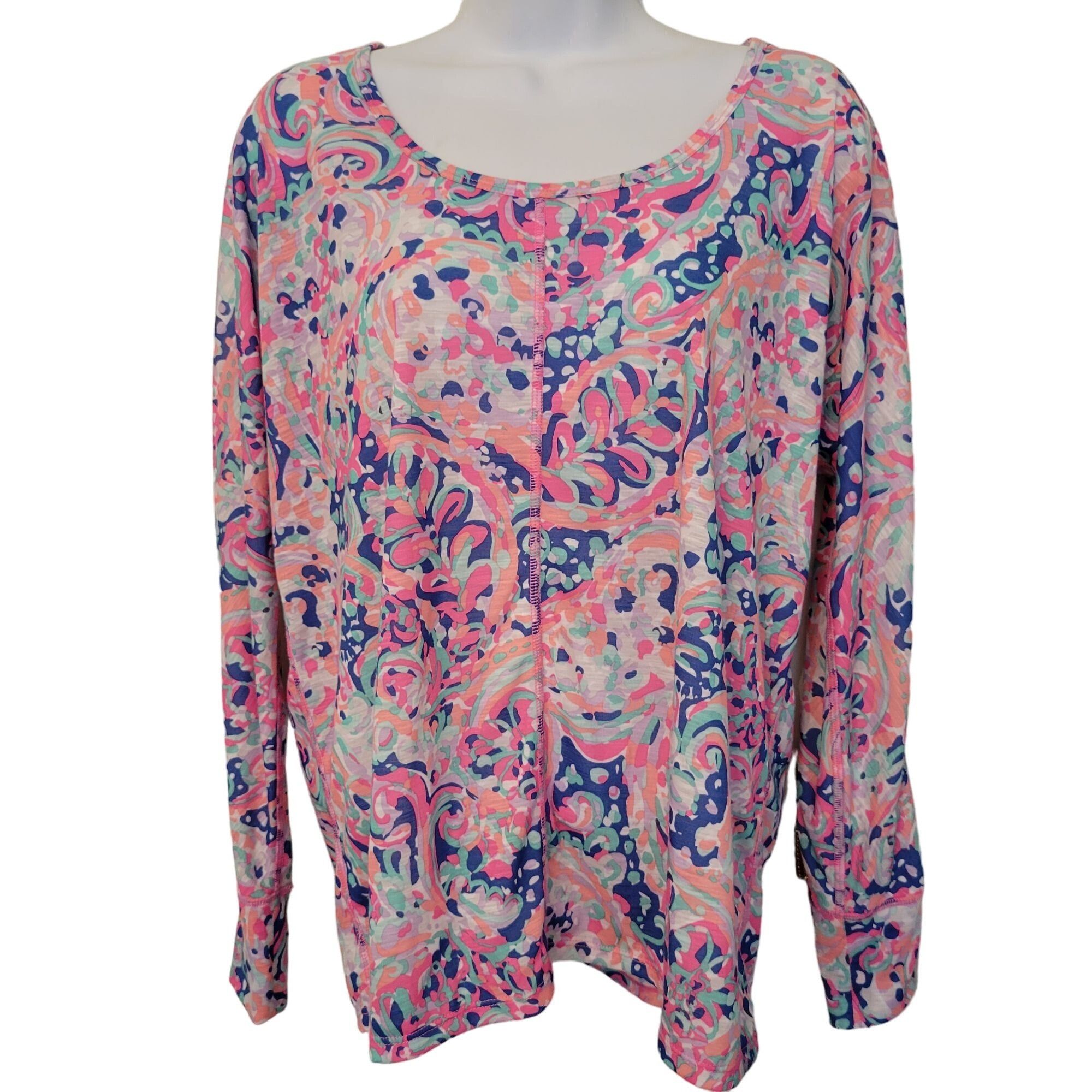 Lilly Pulitzer Lilly Pulitzer Luxletic S Long Sleeve Paisley Athleisure Top Size S / US 4 / IT 40 - 3 Thumbnail