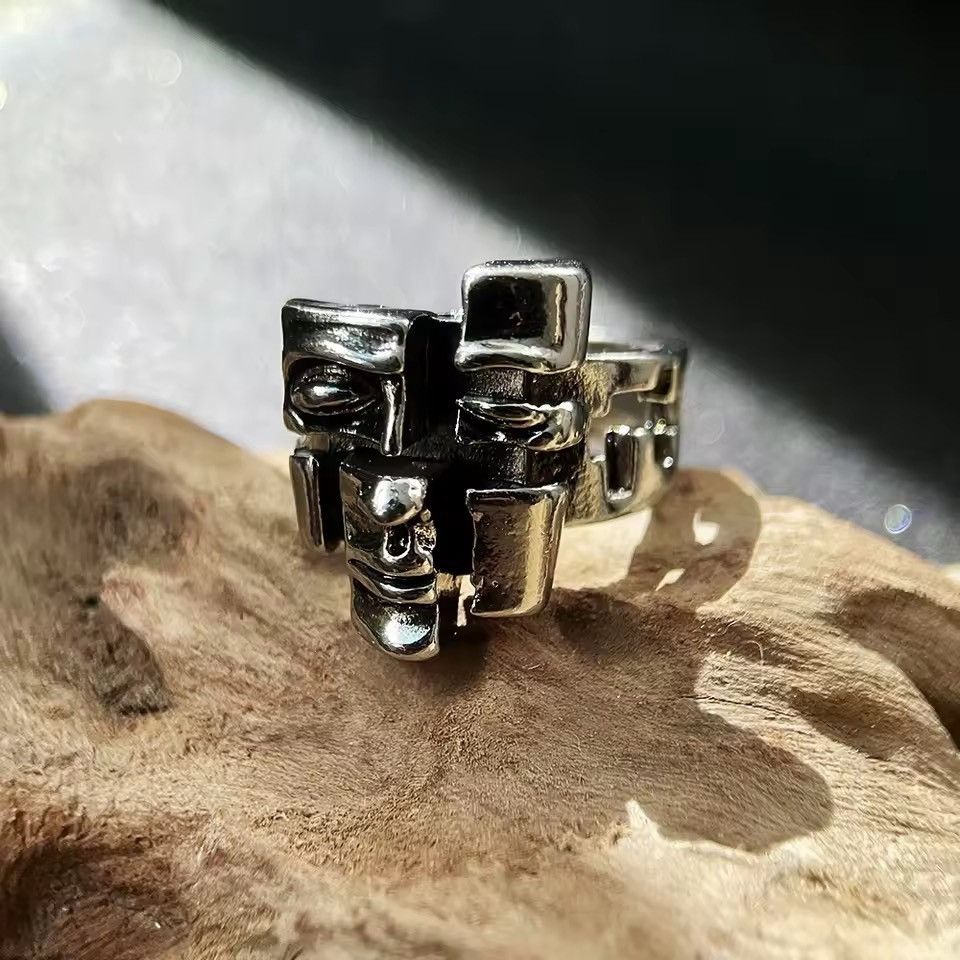 Other Retro Vintage Gothic Style Face Print Ring Size ONE SIZE - 3 Thumbnail