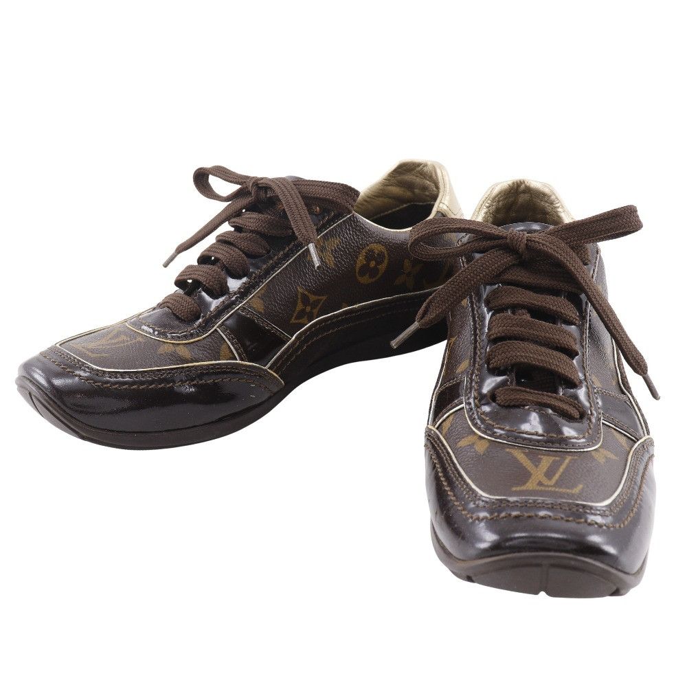 Louis Vuitton Louis Vuitton Louis Vuitton Low Cut Monogram Canvas Patent Leather Sneakers Canvas Shoes DUTY FREE for USA Size ONE SIZE - 1 Thumbnail