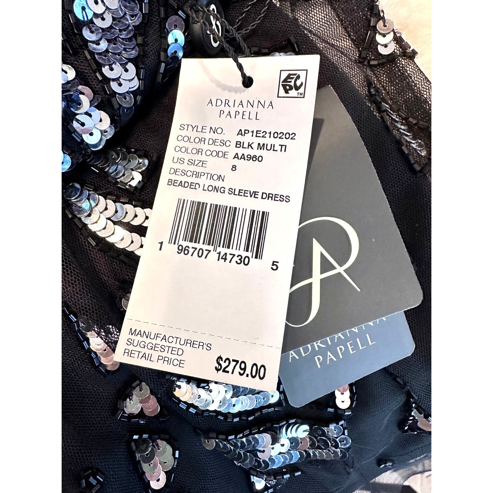 Adrianna Papell Adrianna Papell Lng Sleeve Beaded Sparkling Cocktail Dress 8 Size M / US 6-8 / IT 42-44 - 19 Thumbnail