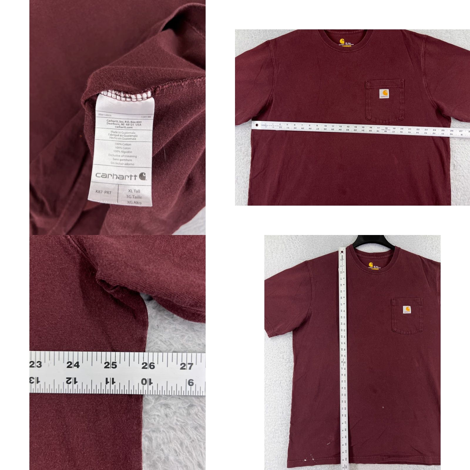 Carhartt Carhartt Shirt Men Medium Red Striped Cotton Short Sleeve Crew Neck Pocket K87 Size US M / EU 48-50 / 2 - 8 Thumbnail